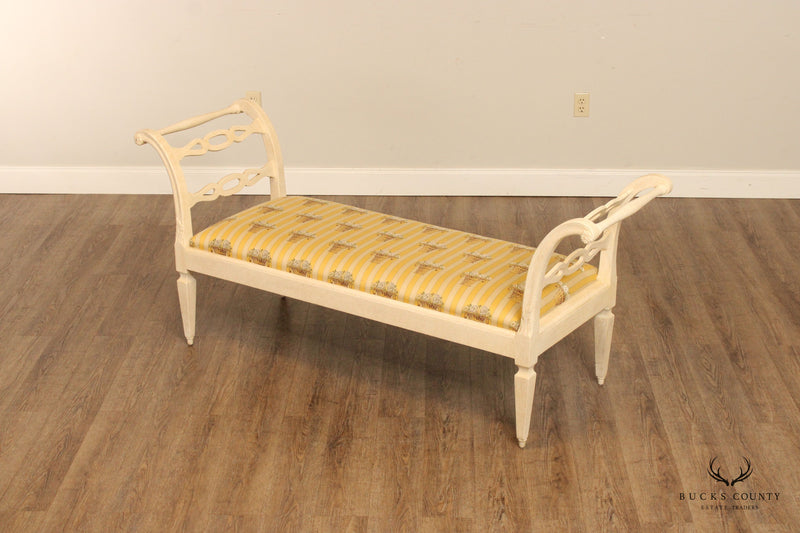 French Country Style Distress Painted Window Bench