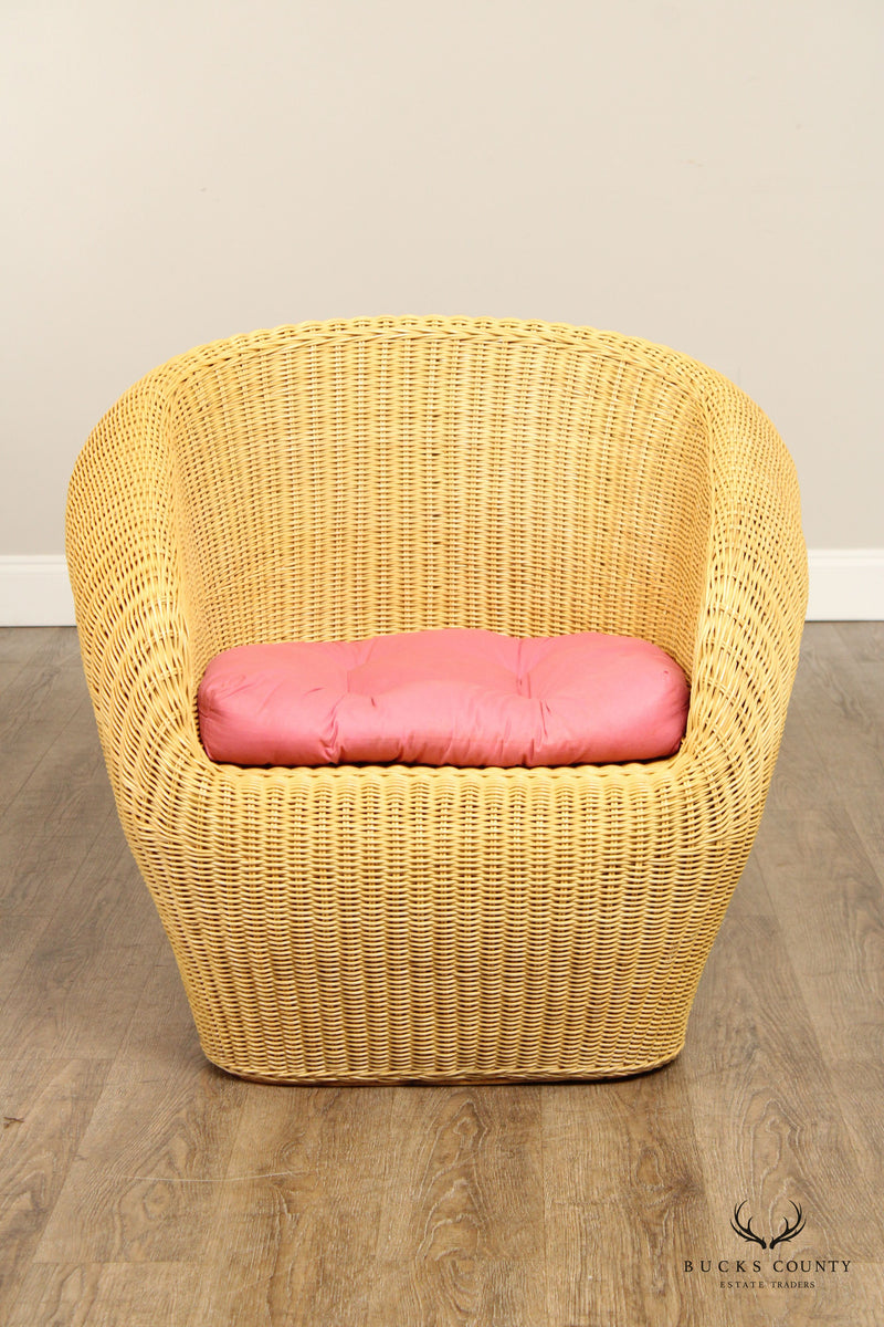 1970's Vintage Pair of Wicker Club Chairs