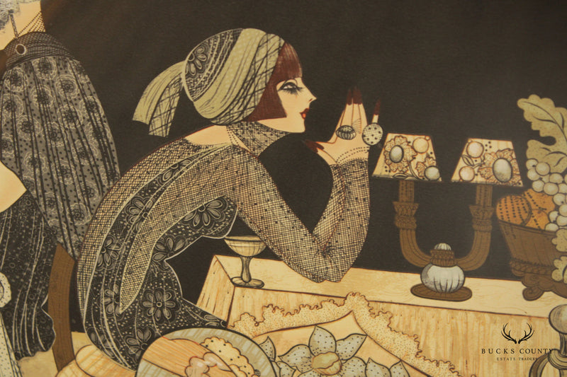 Miriam Dauber Art Deco Dining Club Scene Lithograph