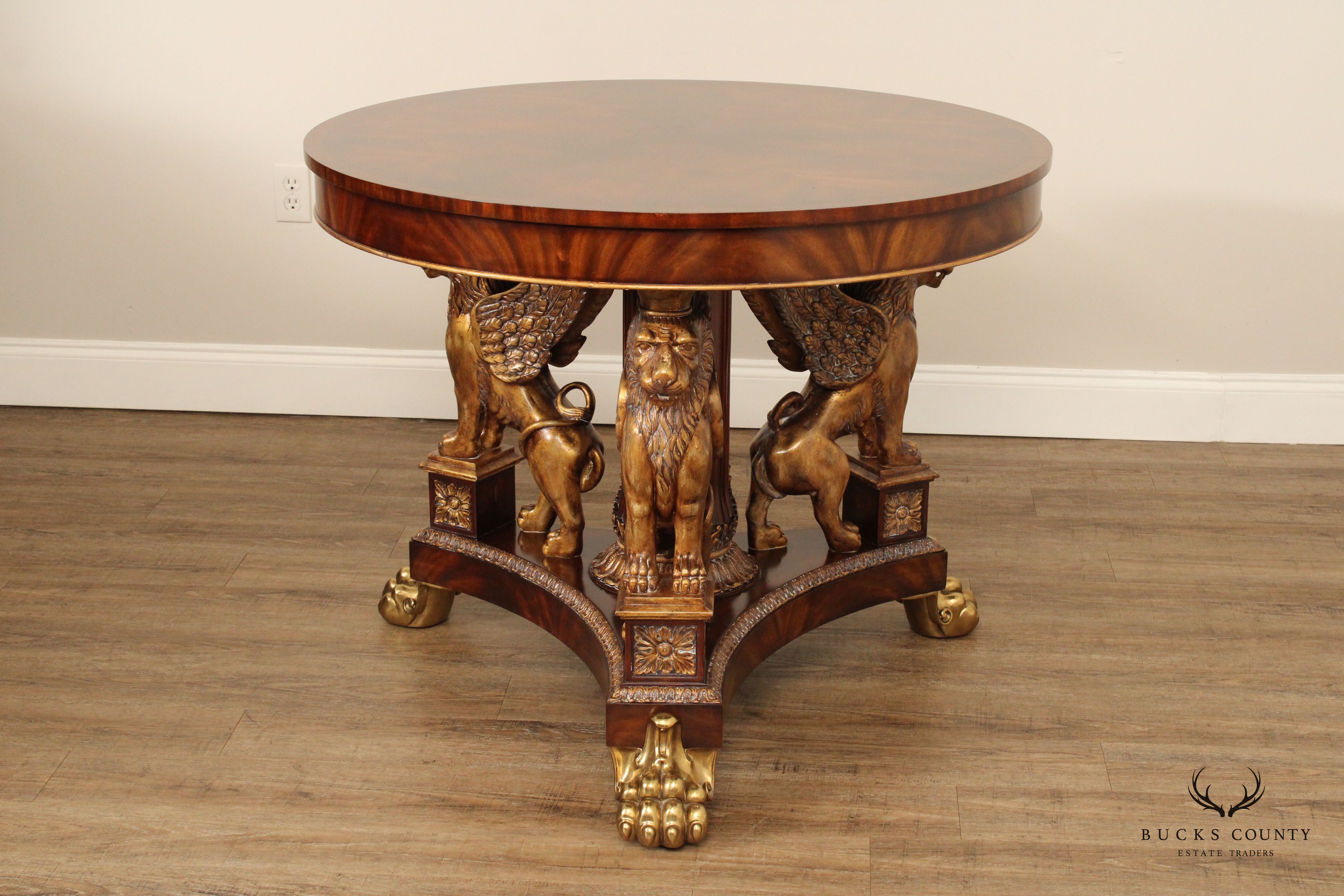 Maitland Smith French Empire Style Partial Gilt Mahogany Center Table