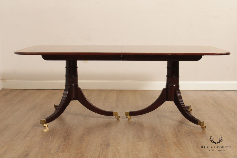 Baker Stately Homes Regency Style Double Pedestal Mahogany Expandable Dining Table