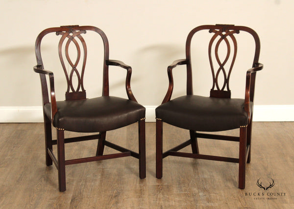 A.H. DAVENPORT CO. CHIPPENDALE STYLE CUSTOM MAHOGANY PAIR OF ARMCHAIRS