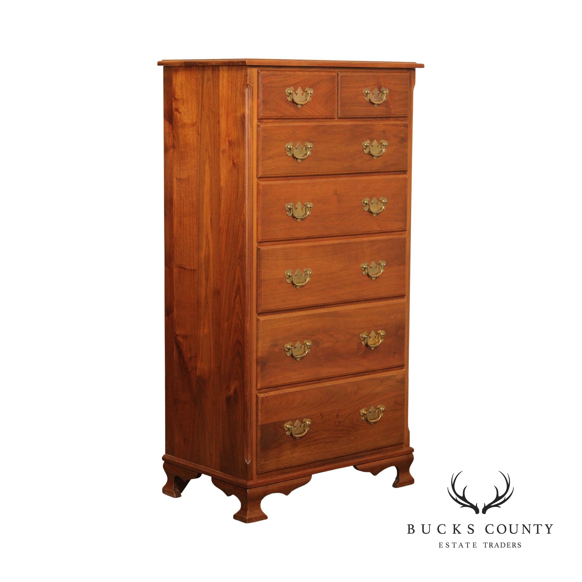 Chippendale Style Custom Crafted Solid Walnut Tall Chest (B)