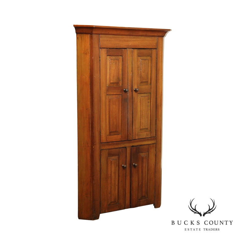 Antique 19th Century Pine Four Door Corner Cupboard