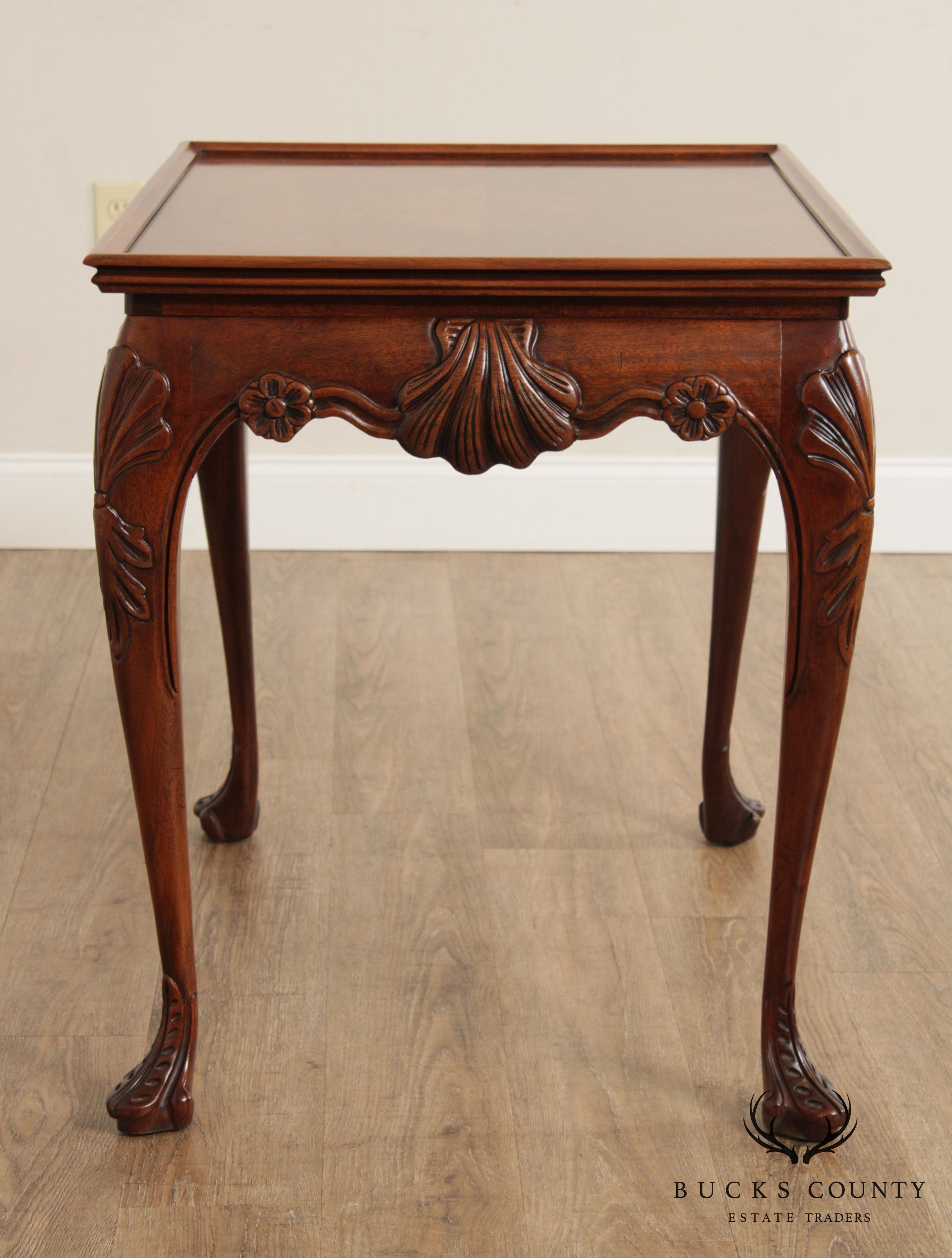 Baker Stately Homes Collection Irish Georgian Carved Mahogany Tea Table