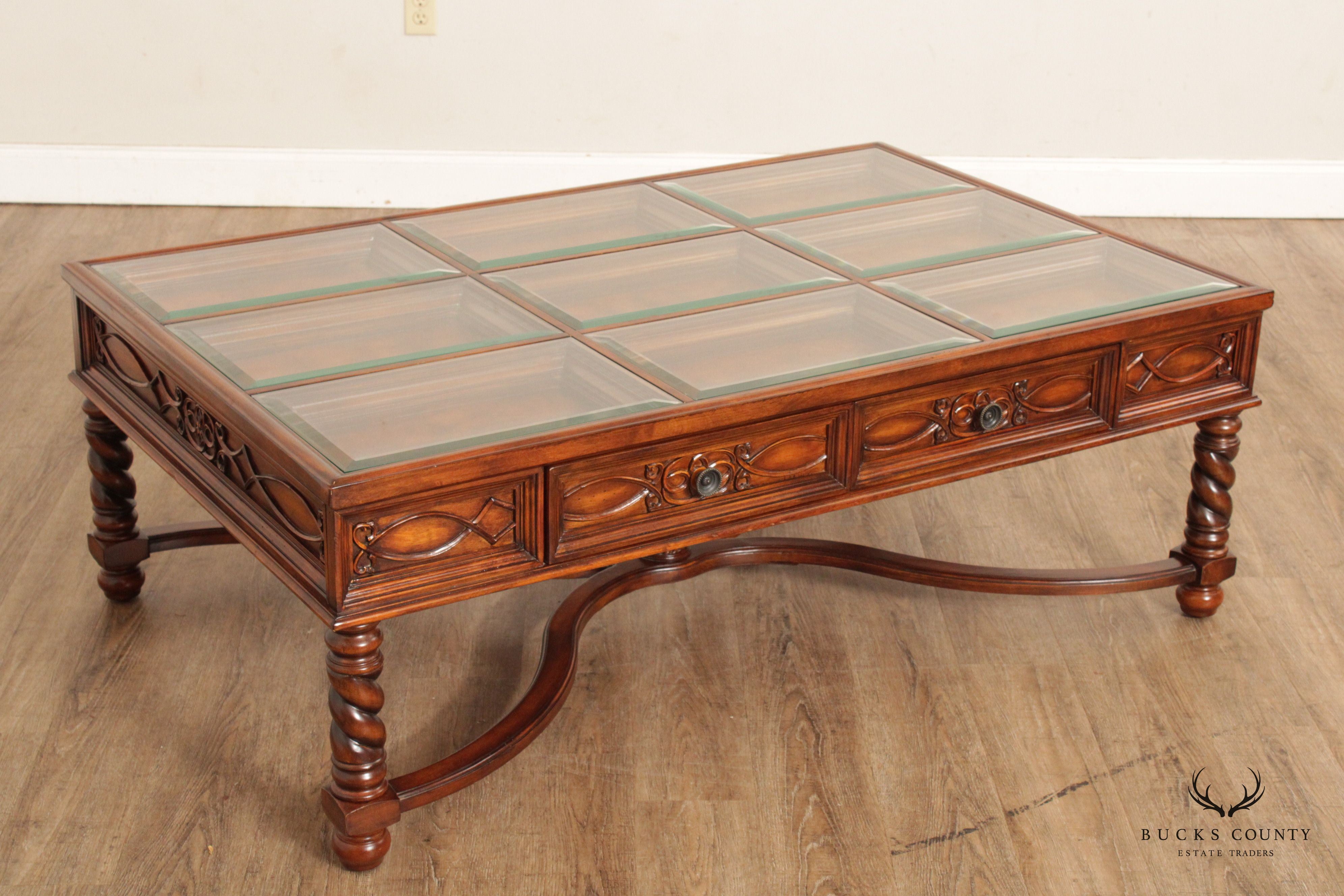 Palazzio Italian Renaissance Style Glass Top Coffee Table