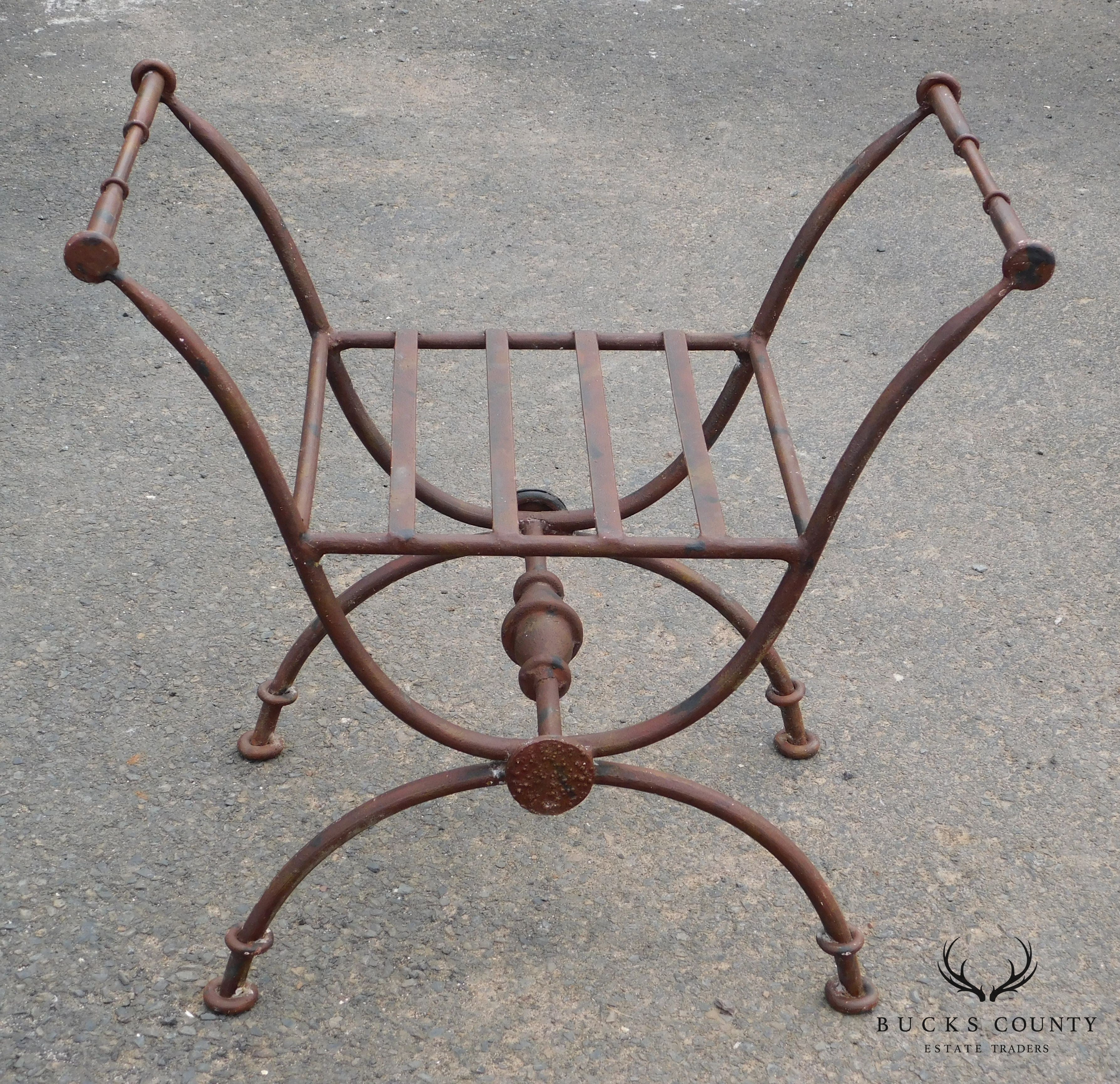 Neo-Classical Style X Base Iron Bench