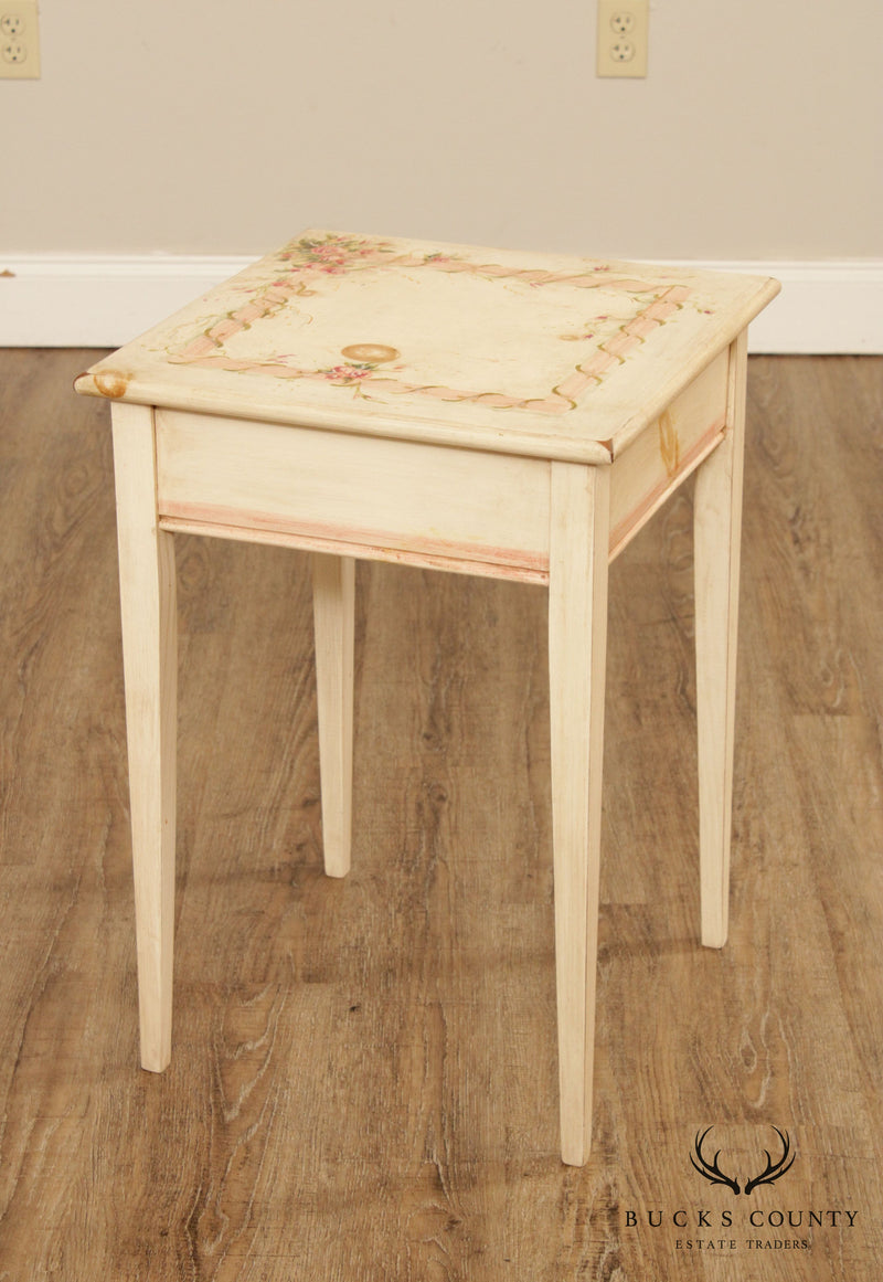Mastercraft Floral Hand Painted Square Pine Side Table