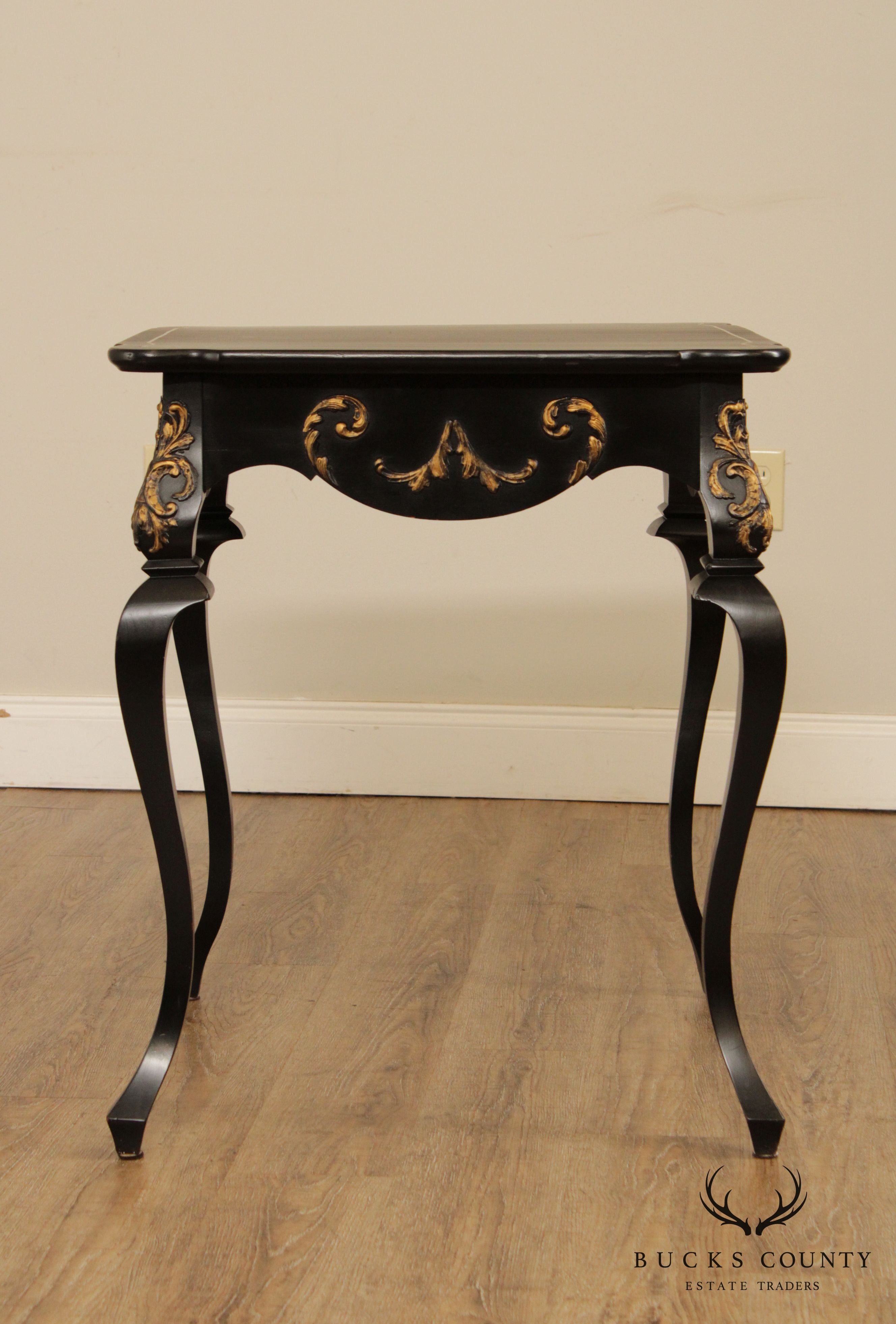 Vintage Italian Florentine Style Black and Gilt Side Table