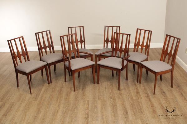 Broyhill Brasilia Mid Century Modern Set of Eight Walnut Dining Chairs