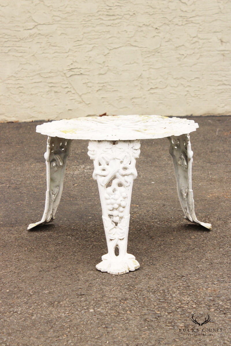 Victorian Style Cast Aluminum Grapevine Leaves Outdoor Patio Side Table
