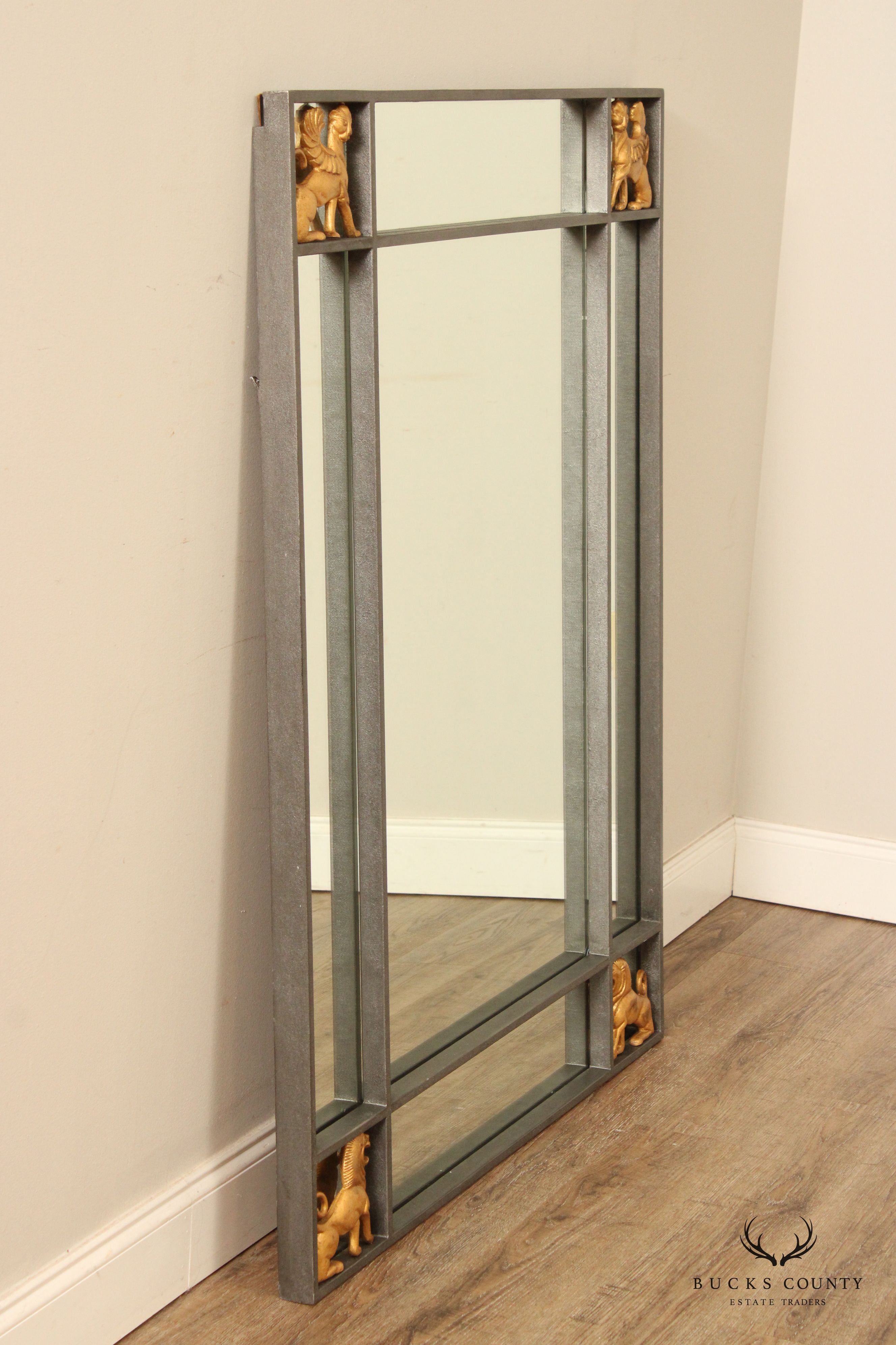 Neoclassical Revival Style Steel Frame Wall Mirror