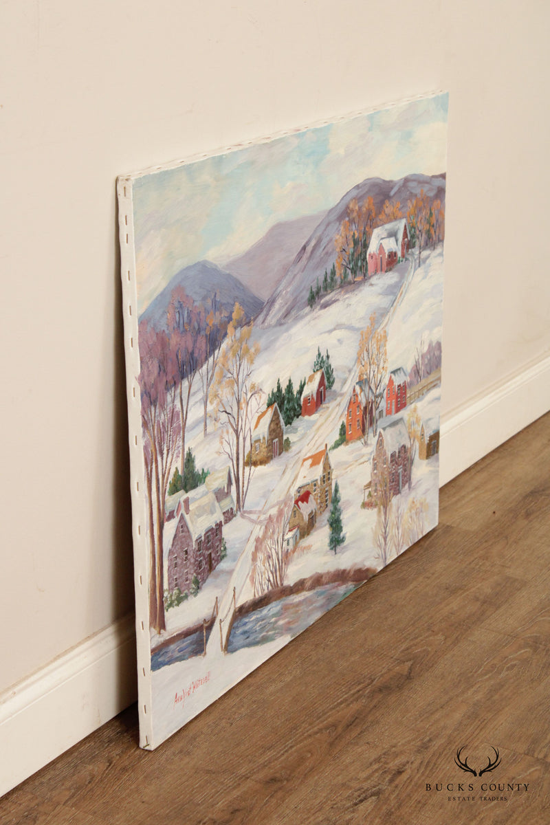 Ann Yost Whitesell 'Road to the Barn' Winter Landscape Original Oil Painting