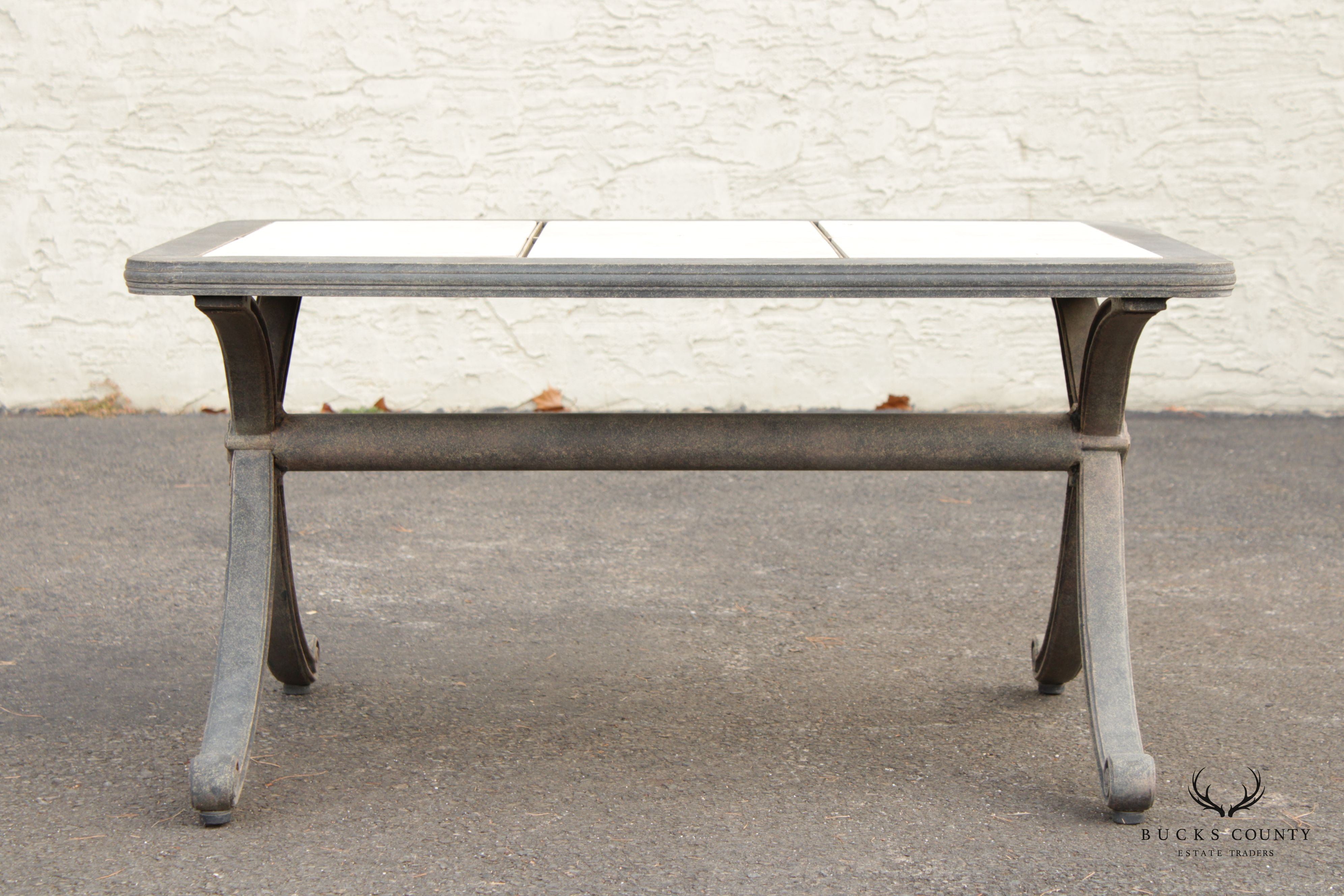 Vintage Aluminum and Tile Top Outdoor Patio Cocktail Table