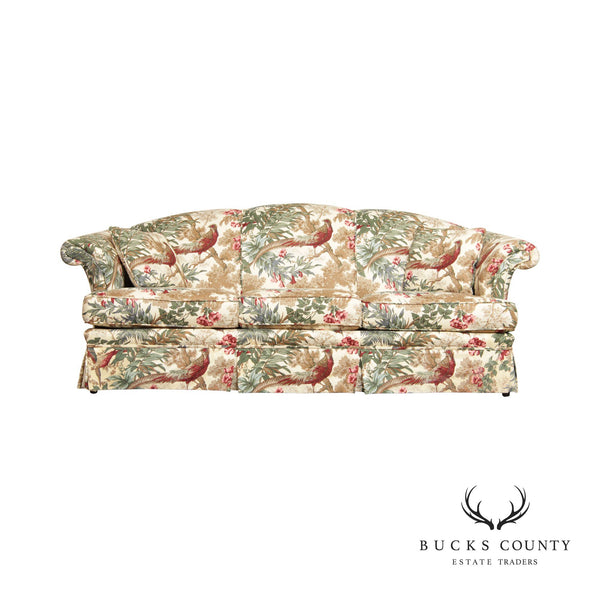 Rolled Arm Pheasant Hunt Print Custom Upholstered Sofa