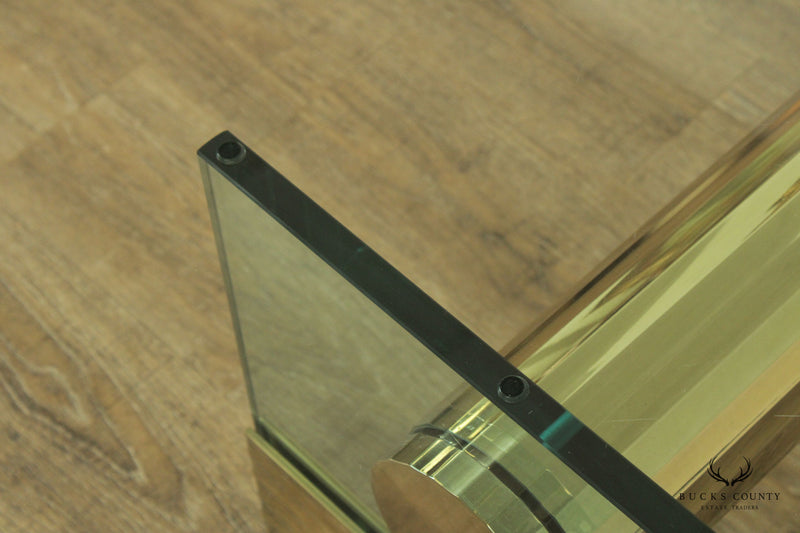 Postmodern Sculptural Glass and Brass Coffee Long Table