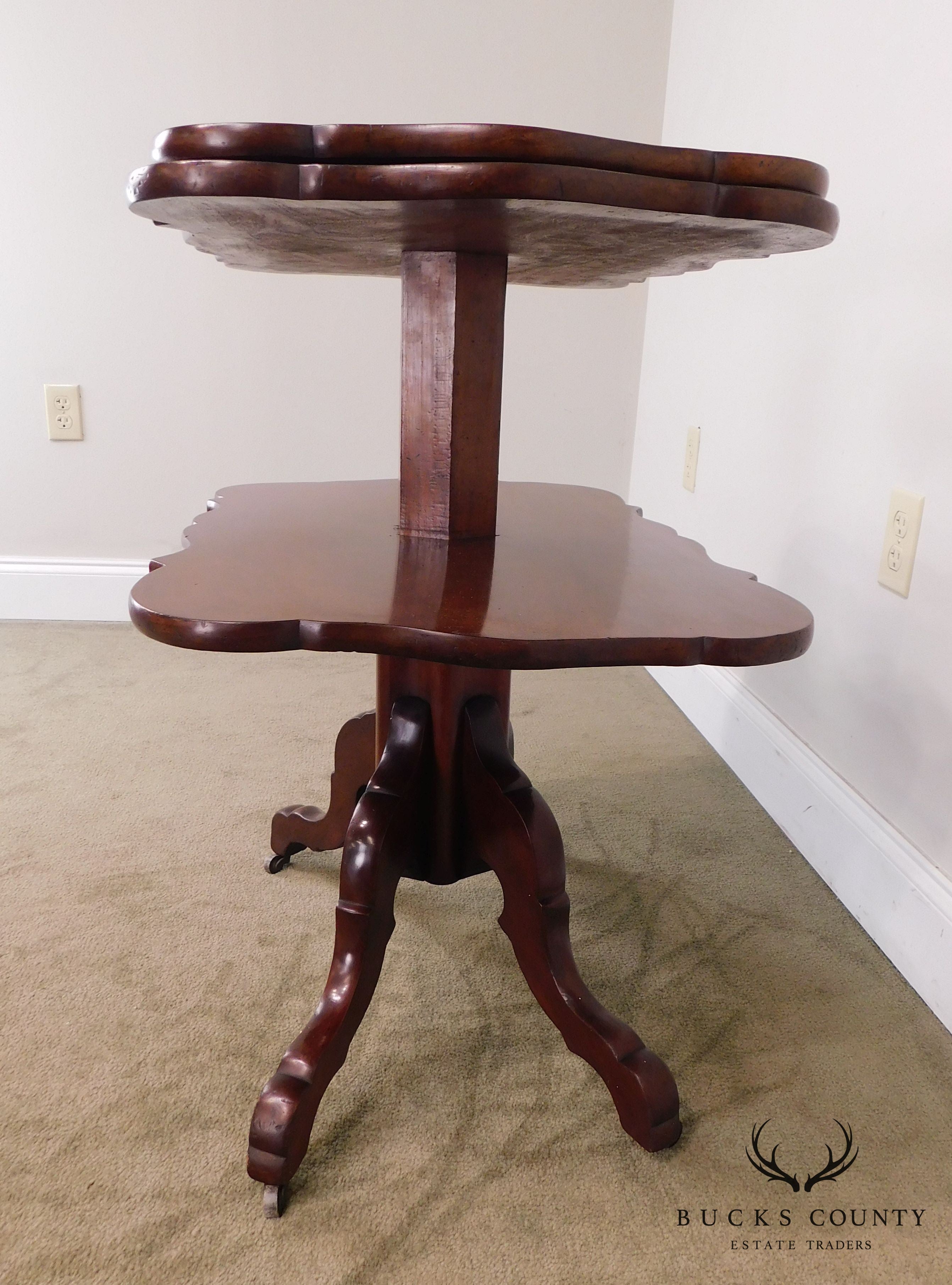 English Regency Antique Mahogany Metamorphic 3 Tier Dumb Waiter Table