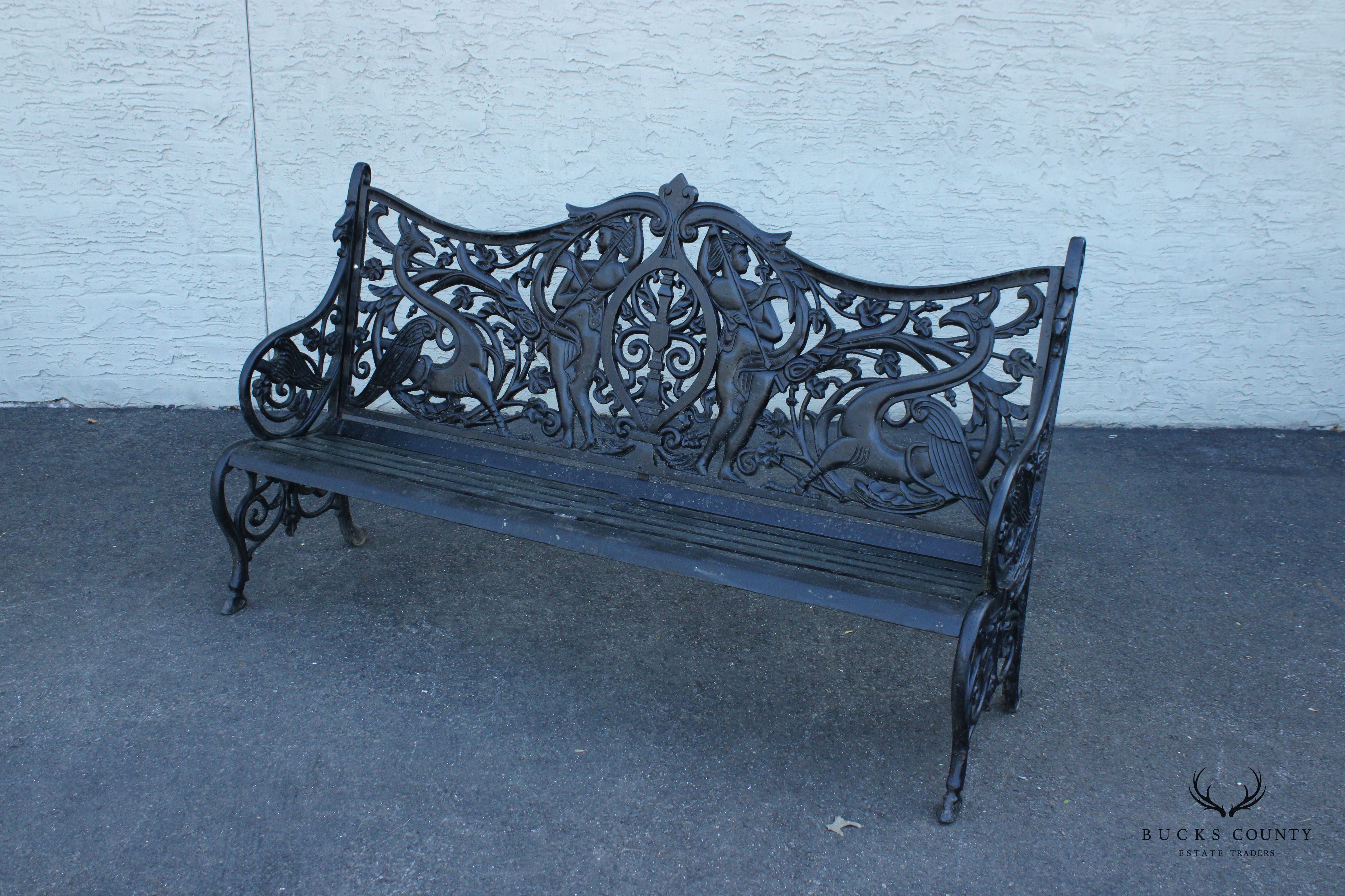 Coalbrookdale Style Cast Iron Outdoor Garden Bench