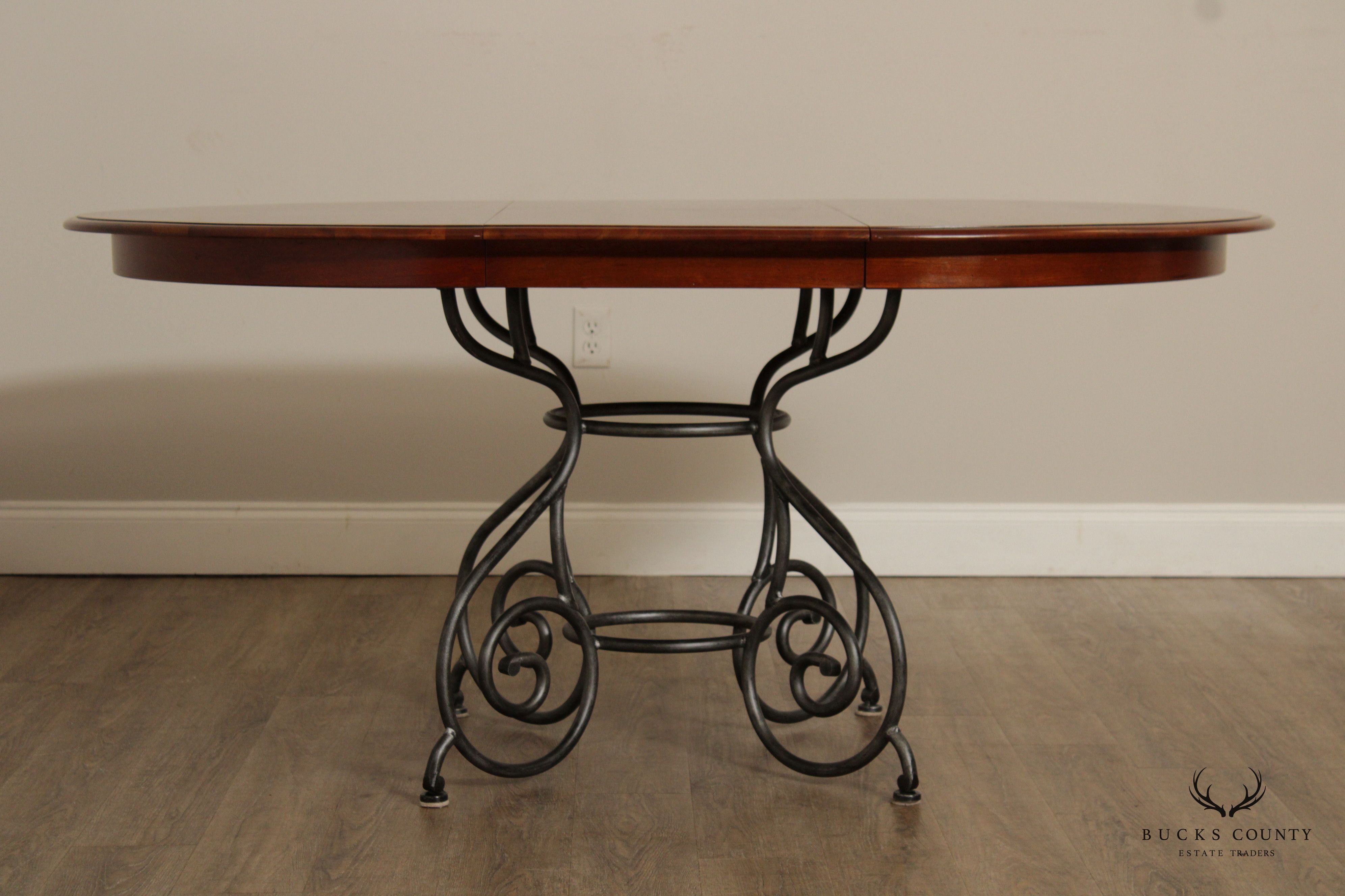 Ethan Allen 'Maison' Expandable Round Top Cherry Dining Table