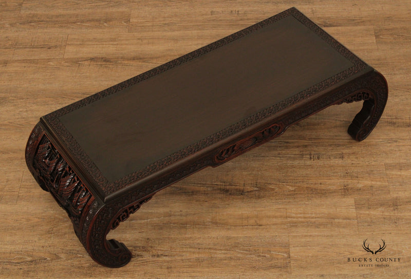 Chinese Carved Hardwood Tea or Low Table