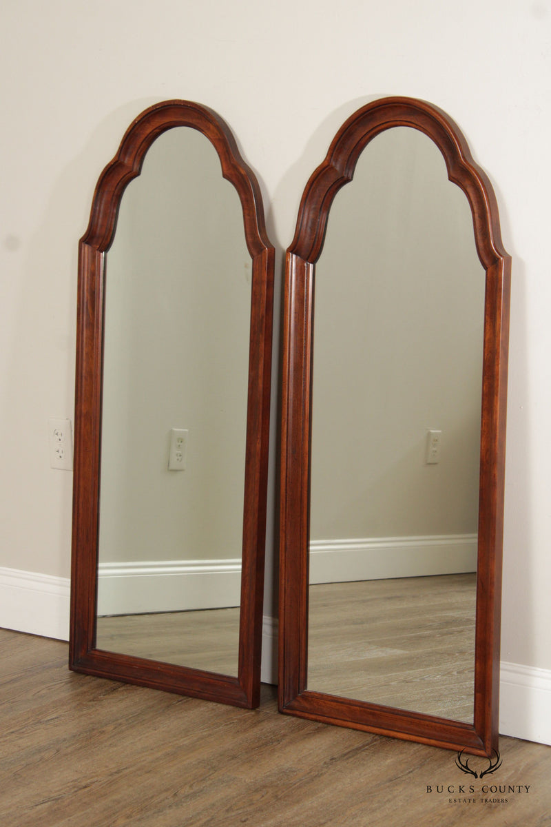 Thomasville Pair of Cherry Frame Arched Keyhole Mirrors