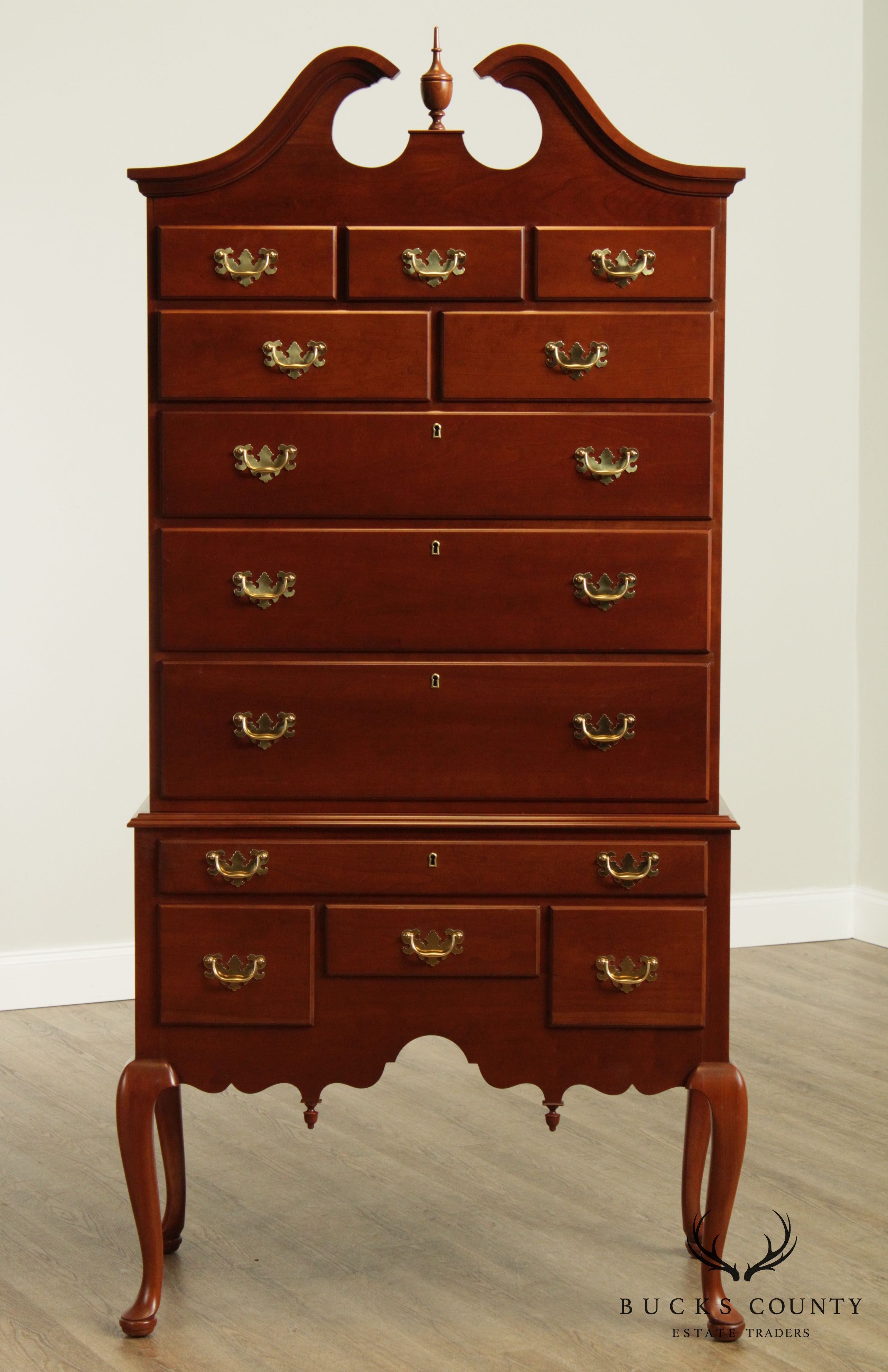 Suters Hand Crafted Solid Cherry Queen Anne Highboy Chest