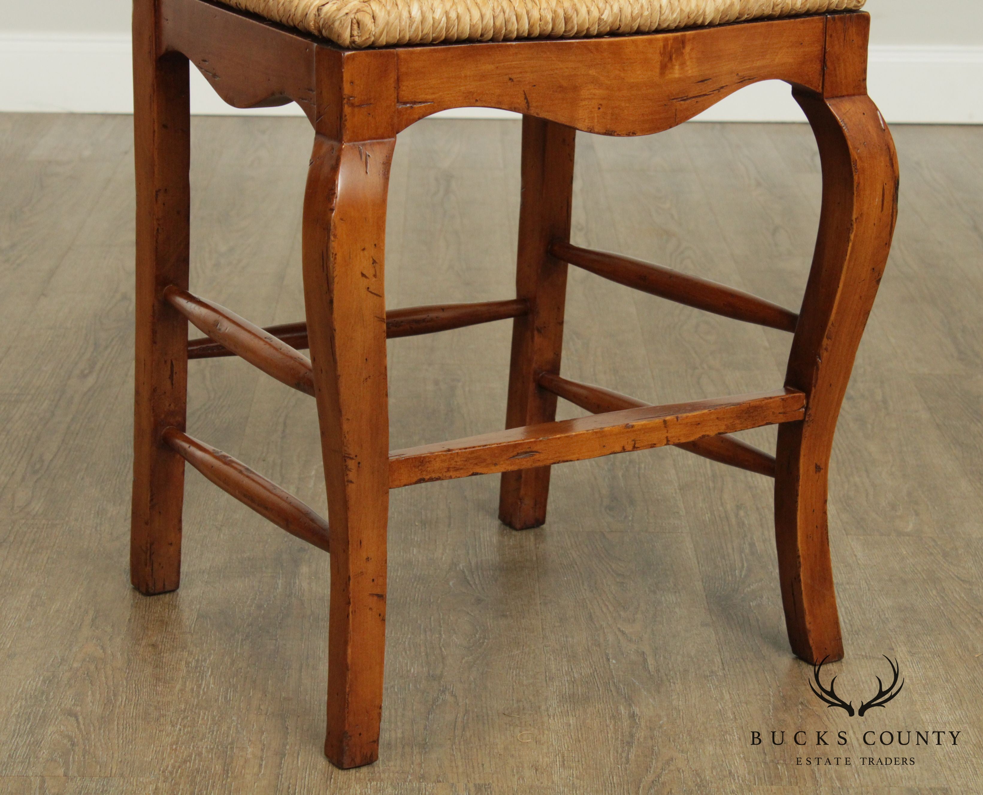 French Country Style Rush Seat Ladder Back Counter Stool