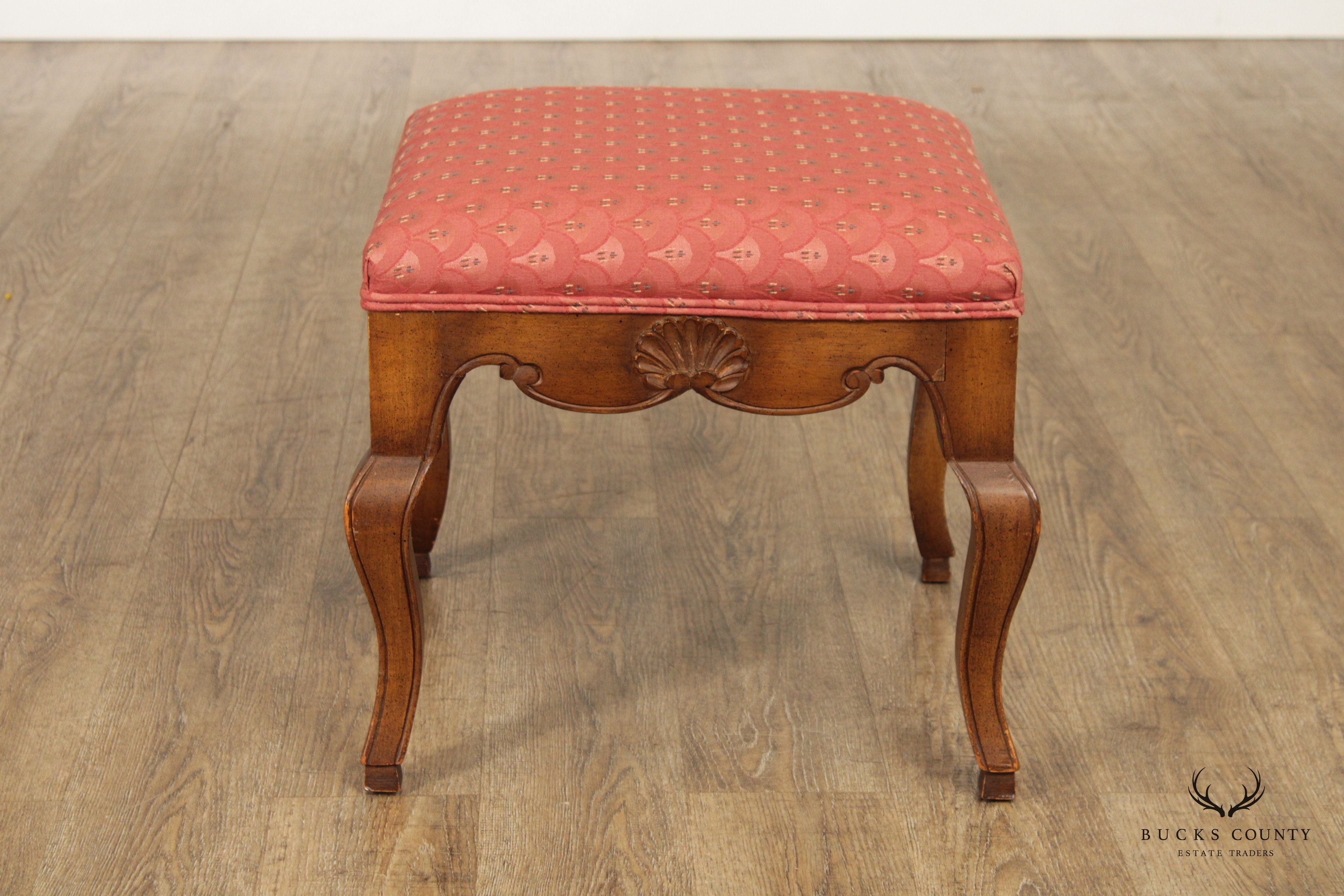 French Rococo Style Pair of Carved Stools