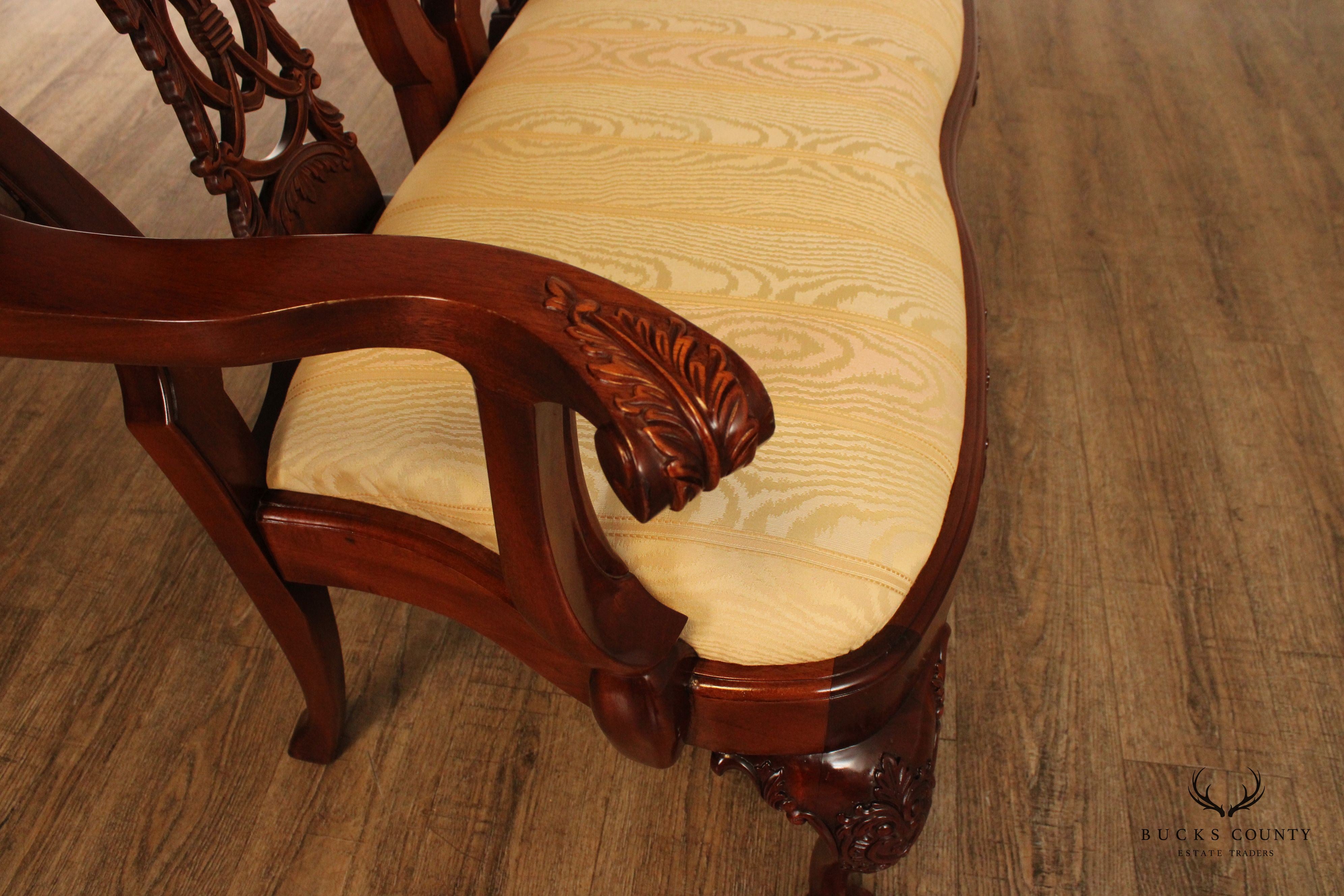 Chippendale Style Carved Mahogany Settee