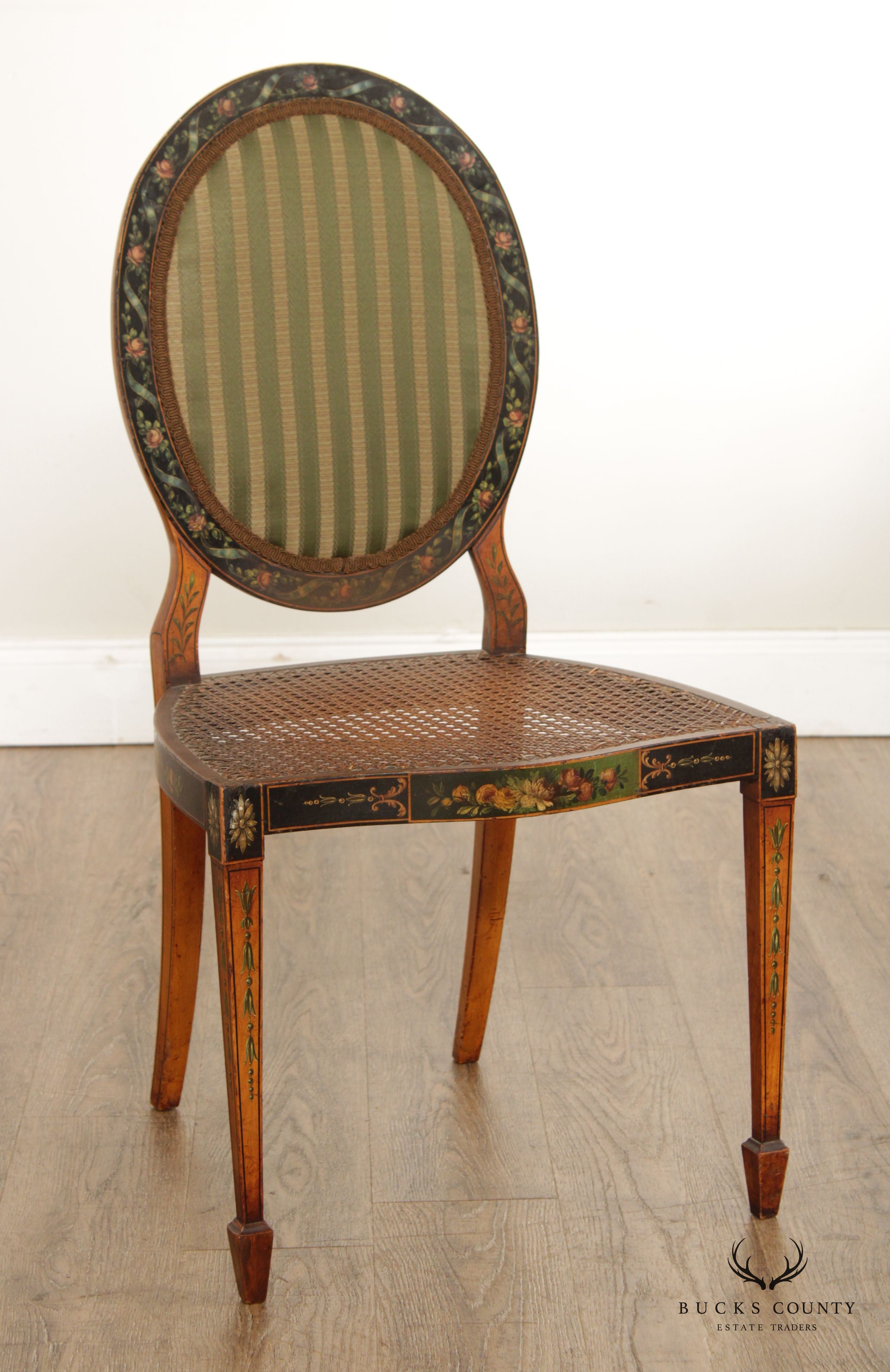 Edwardian Adam Style Paint Decorated Side Chair