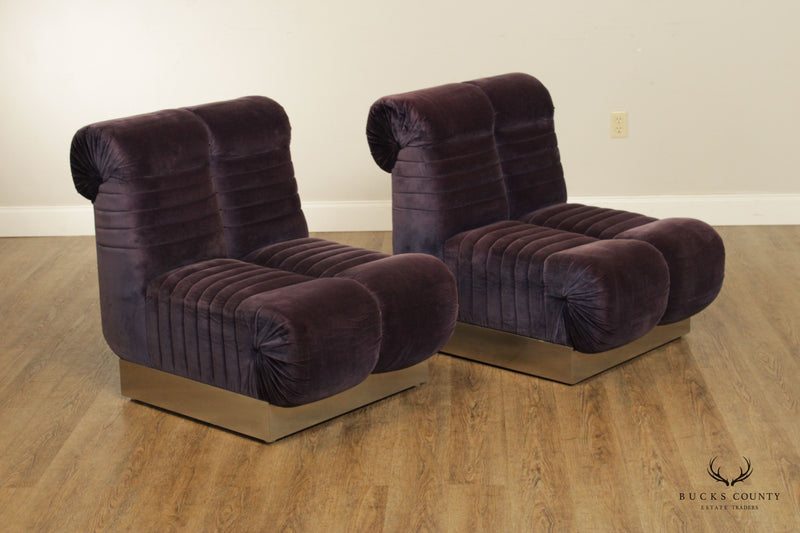 Edward Axel Roffman 1970s Modern Pair Slipper Lounge Chairs