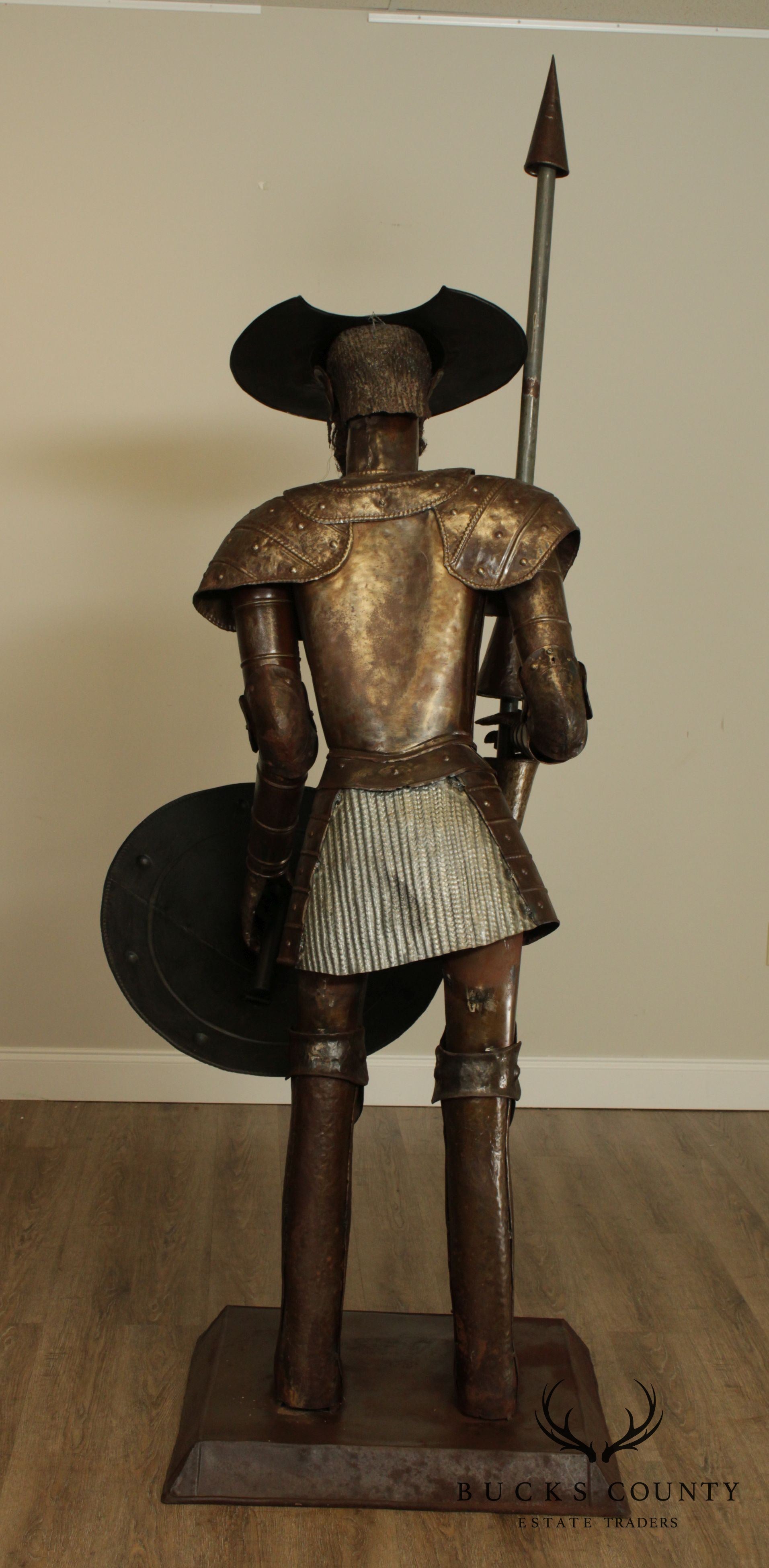 Don Quixote Vintage Hand Crafted Larger than Life Size Metal Suit of Armor Sculpture Signed Navo