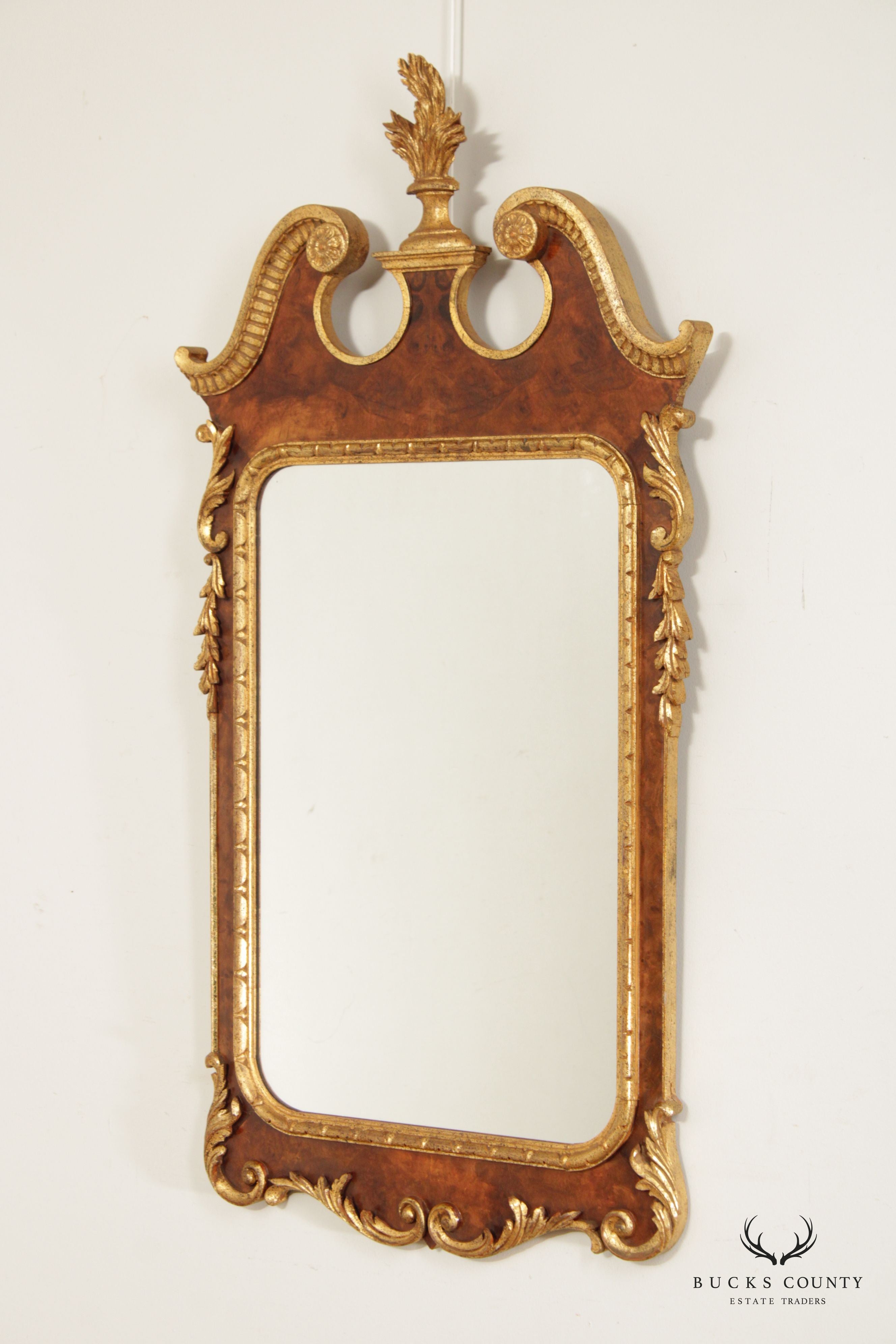 George II Style Parcel Gilt and Burl Walnut Wall Mirror