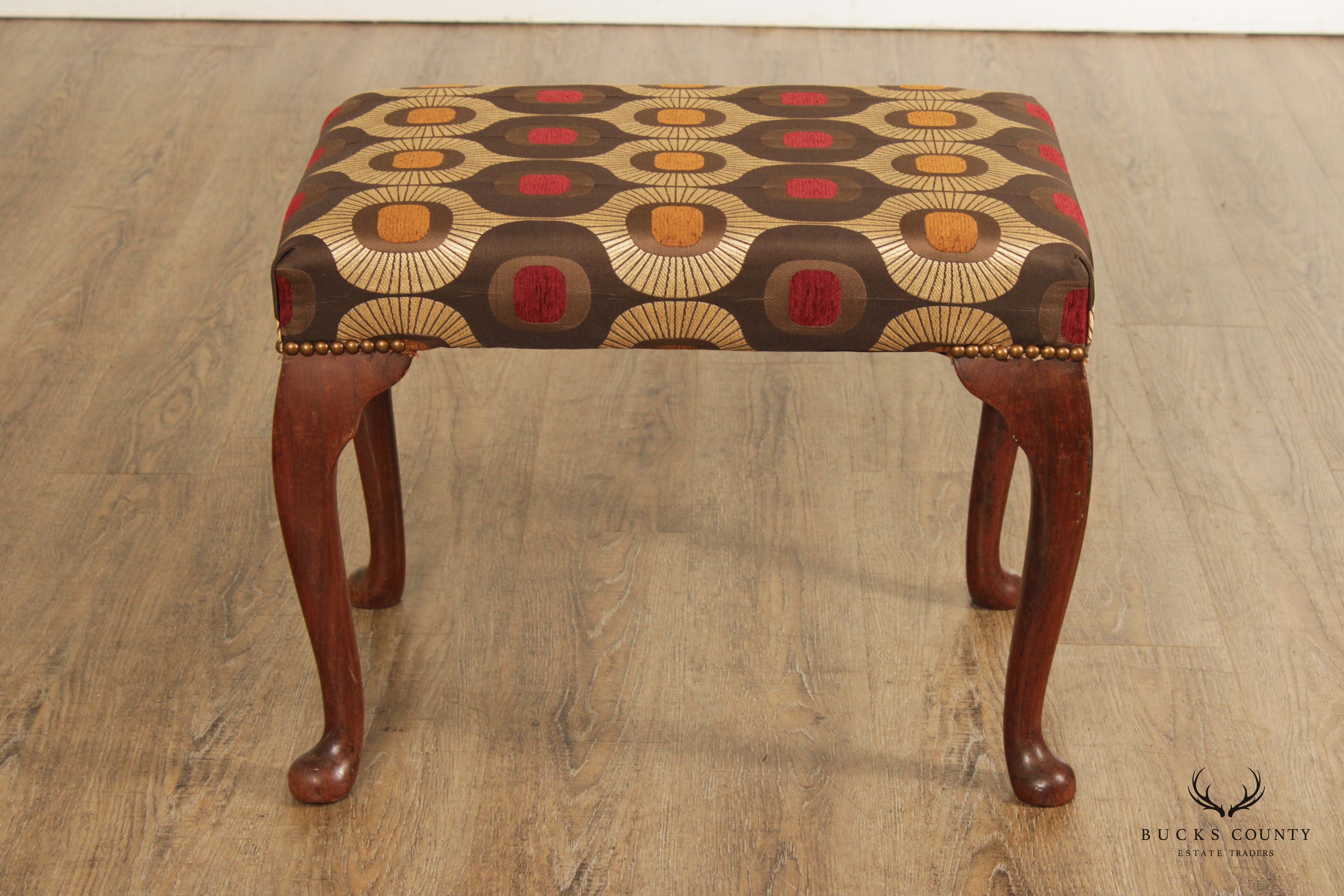 Antique Queen Anne Mahogany Stool