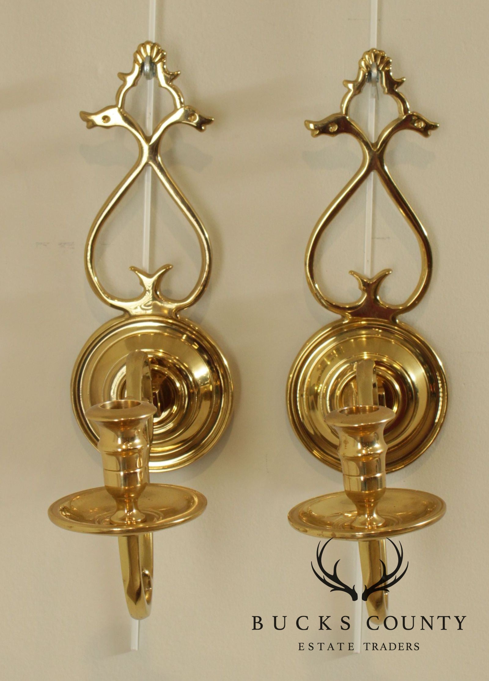 Colonial Williamsburg Restoration Virginia Metal Crafters Brass Pair Candle Wall Sconces