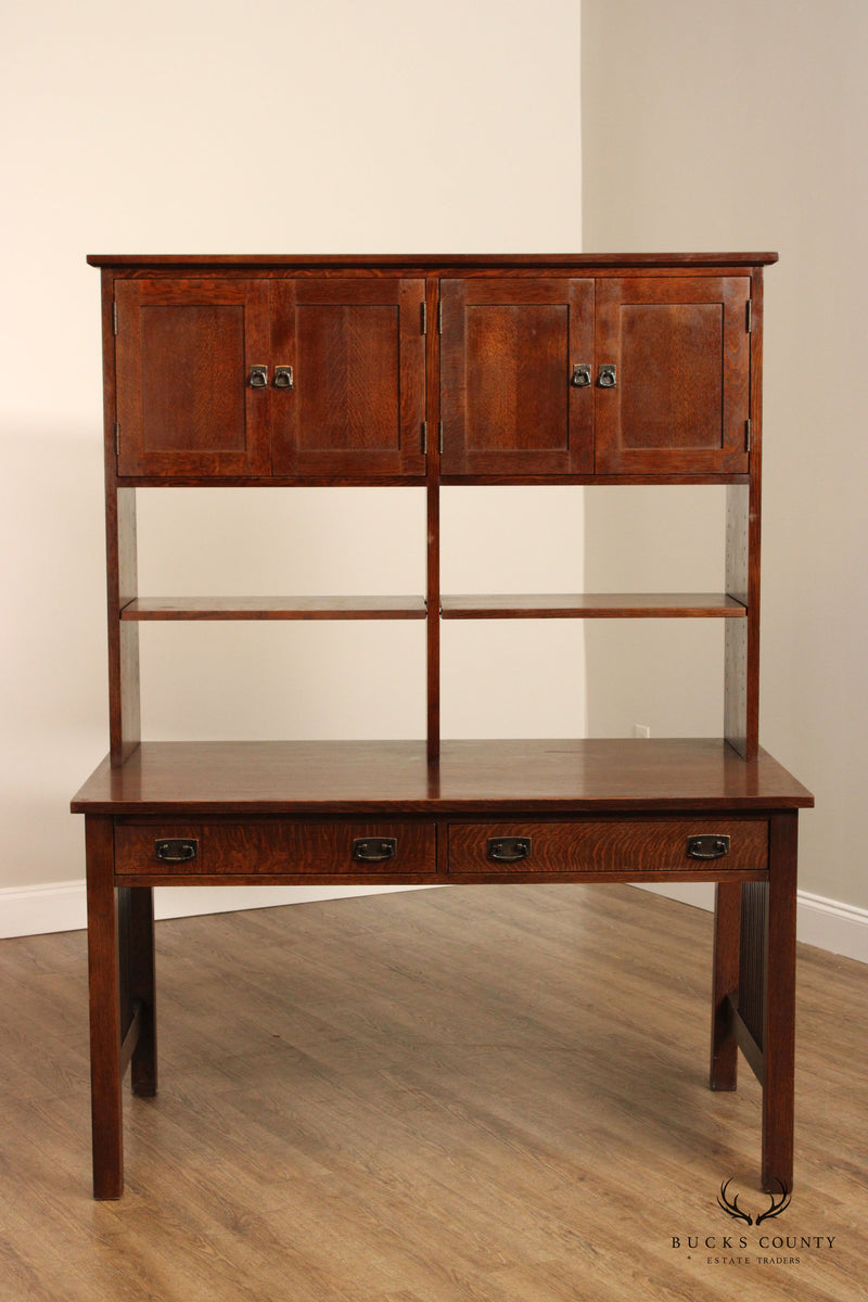 Stickley Mission Collection Oak Spindle Desk with Hutch – Bucks County ...