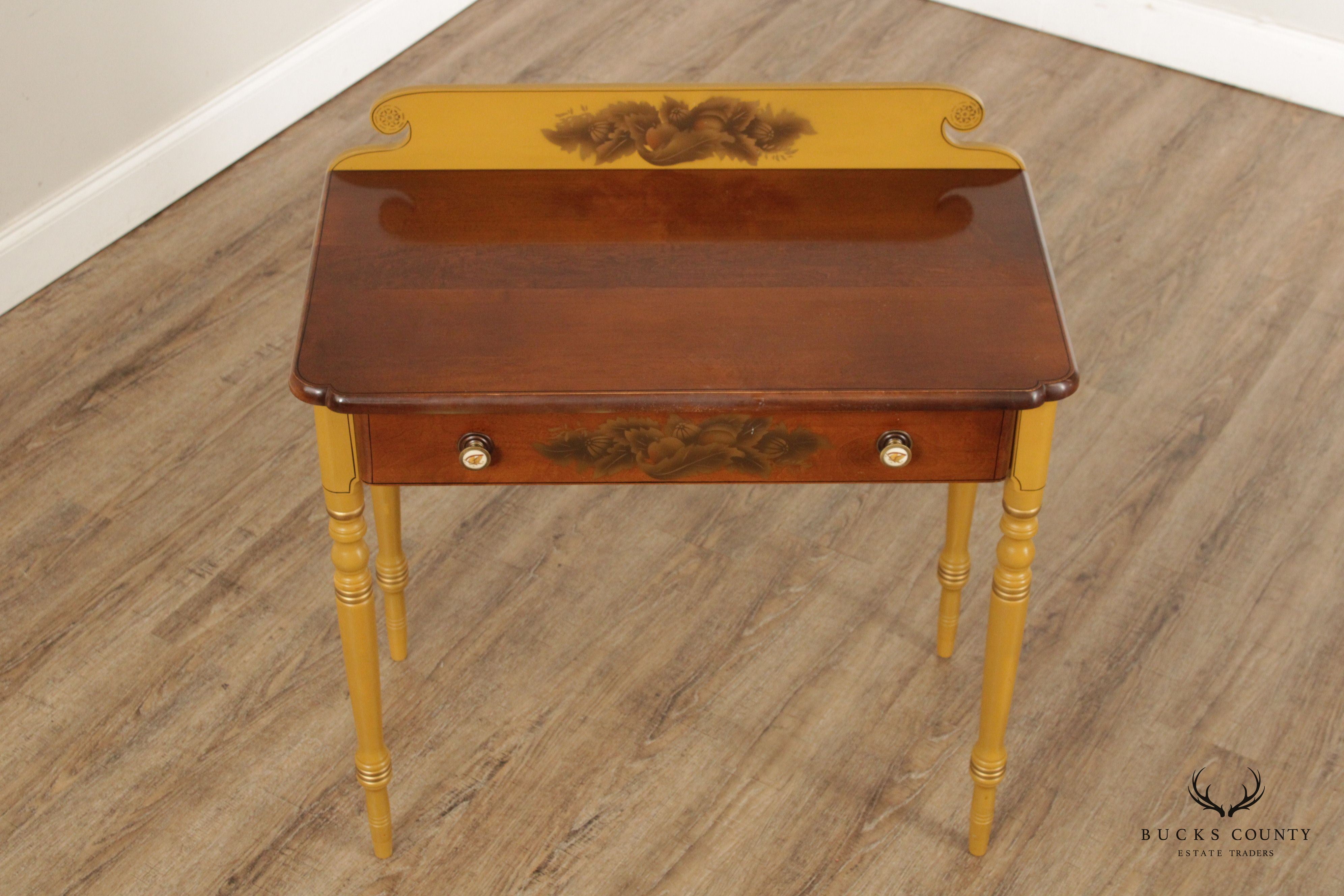 Hitchcock Stencil Decorated Maple Writing Desk and Chair