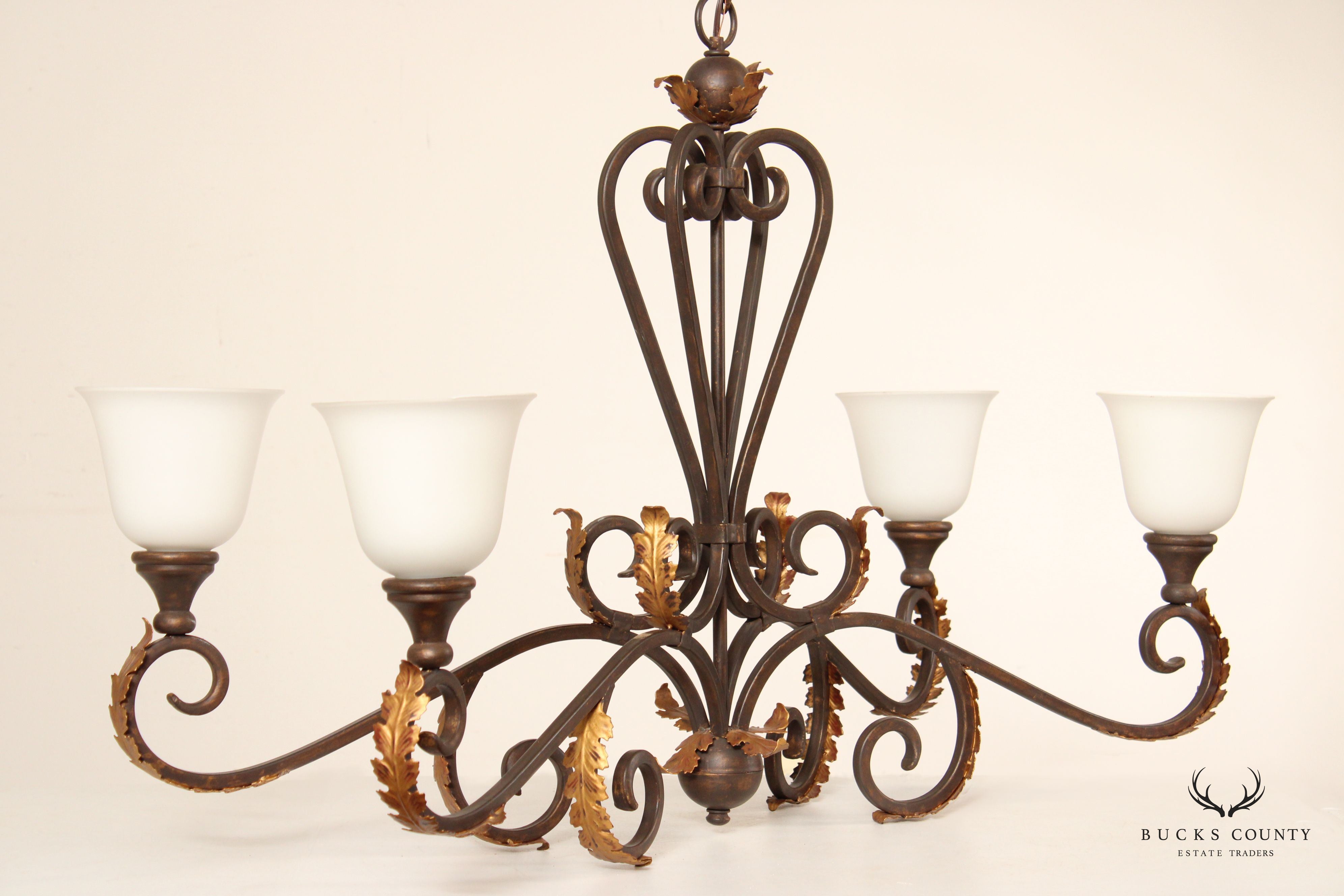 Tuscan Style Wrought Iron Four-Light Island Chandelier