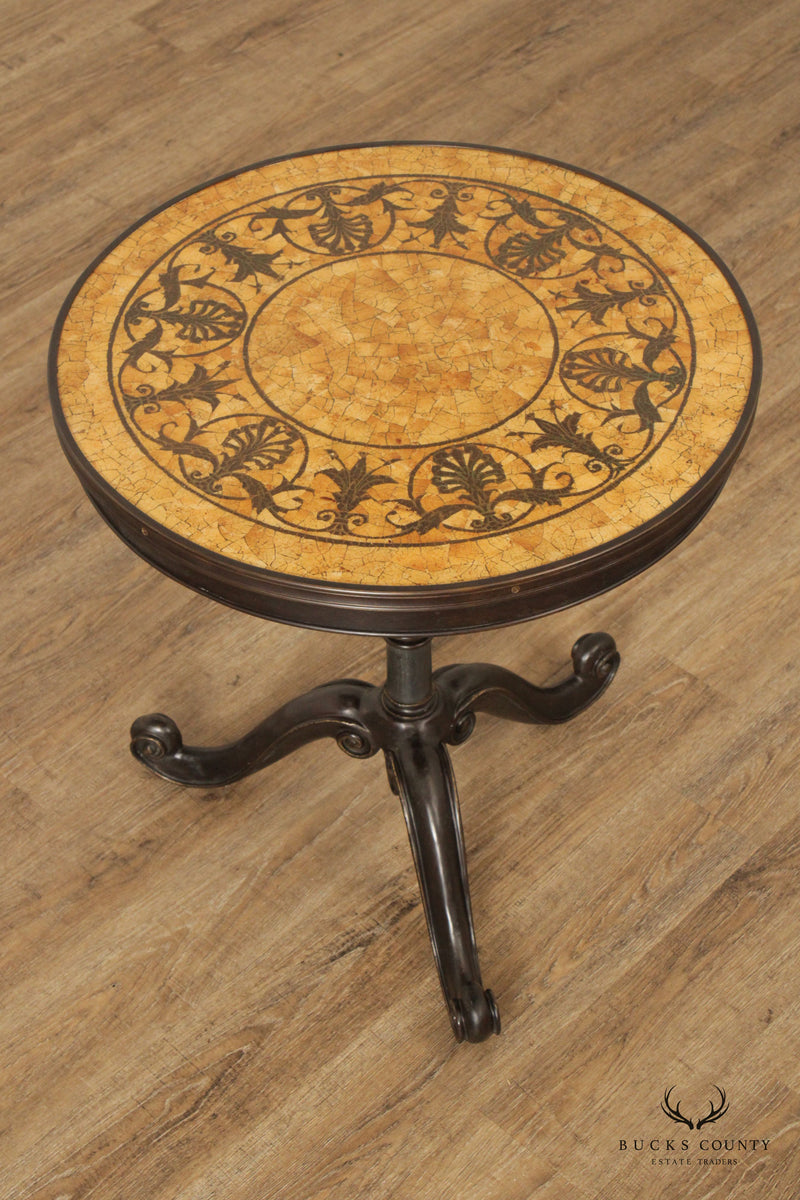 Classical Style Round Mosaic Top Bronze Side Table