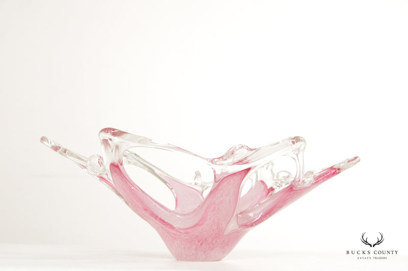 Vintage Pink Murano Style Glass Decorative Bowl