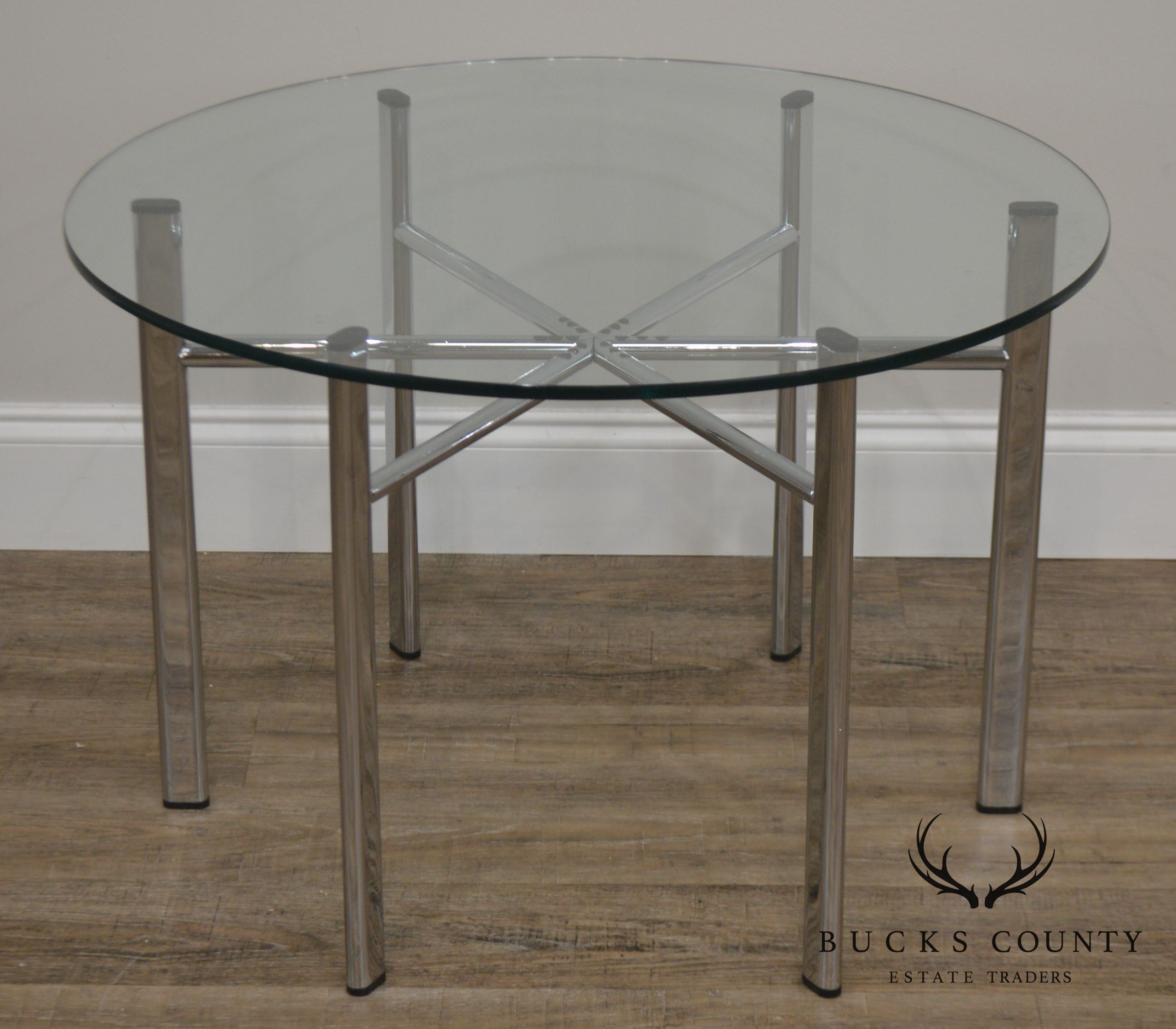 Round Glass Top Side Table w/ Chrome Base