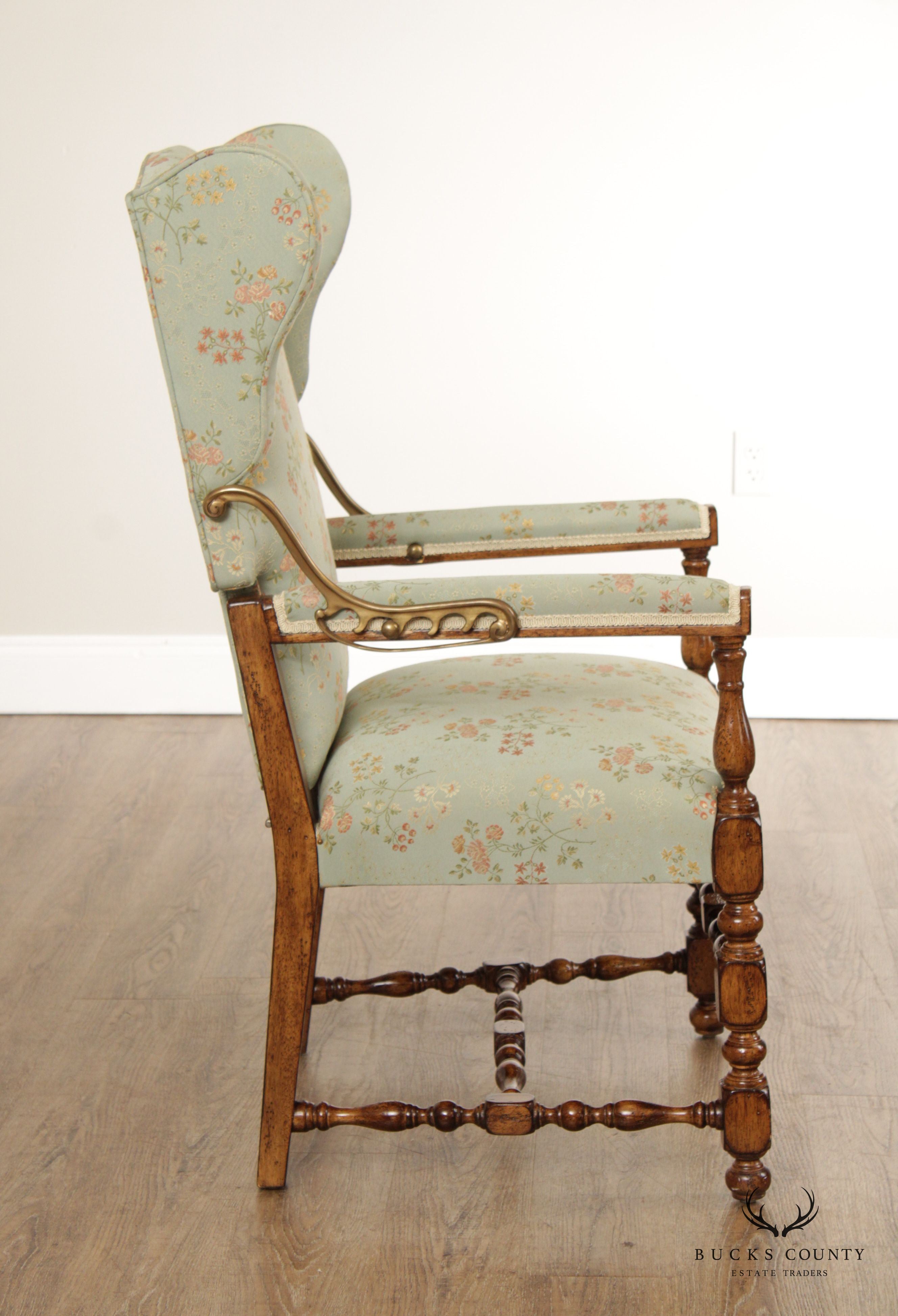 Jacobean Style Reclining Wingback Armchair