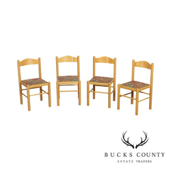 Mid Century Modern Set of 4 Blonde Beechwood Dining Chairs