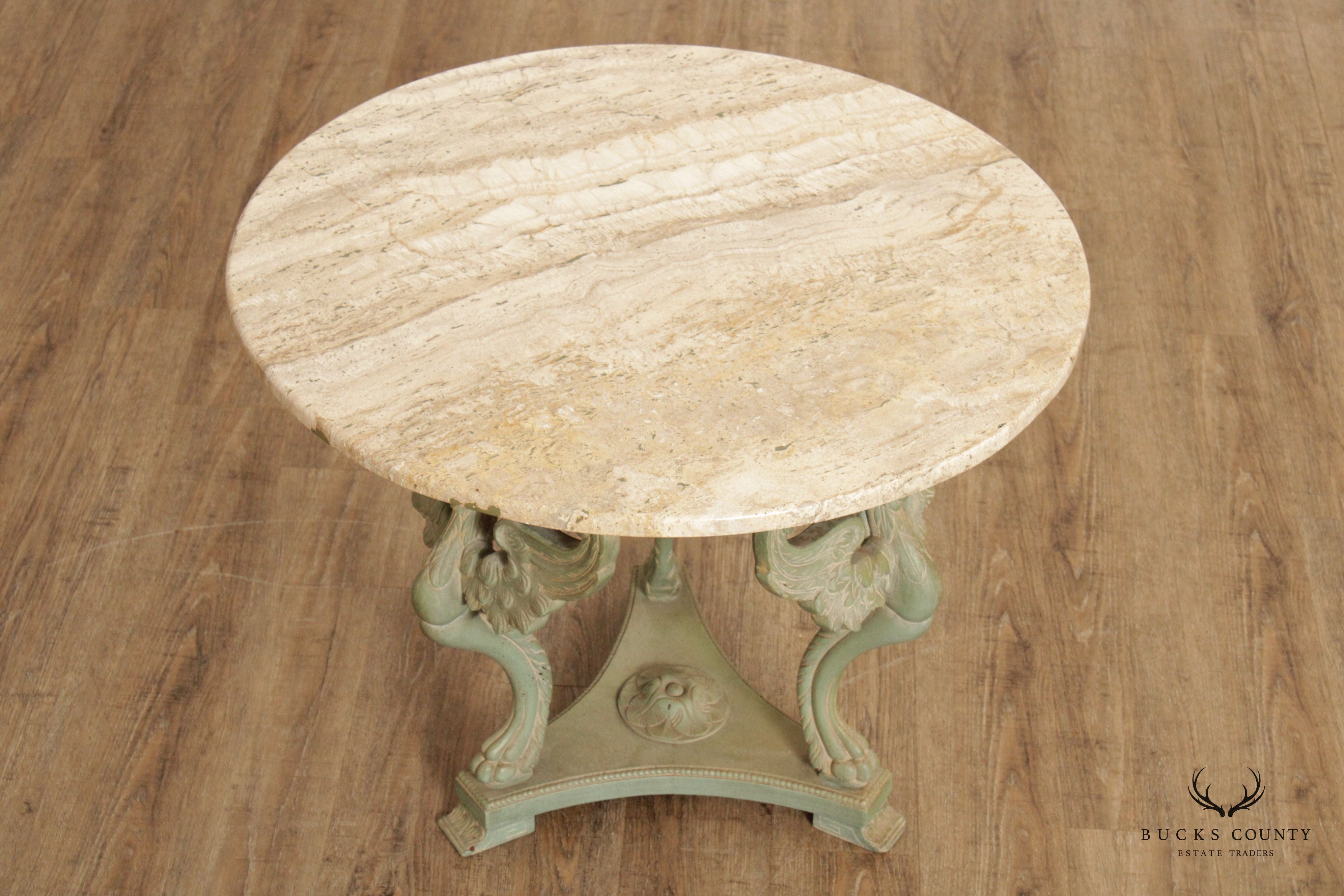 Renaissance Revival Style Marble Top Occasional Center Table