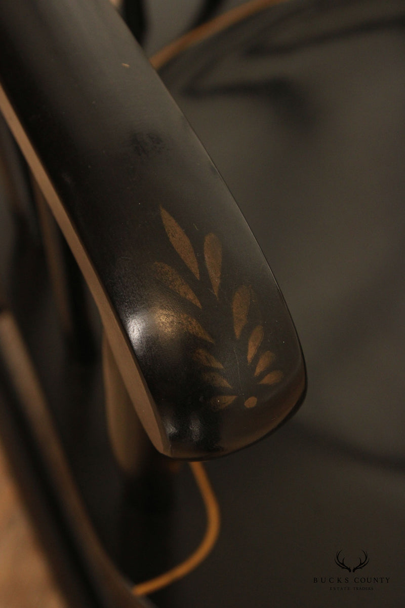 Early American Hitchcock Style Ebonized and Stencil Decorated Windsor Rocker