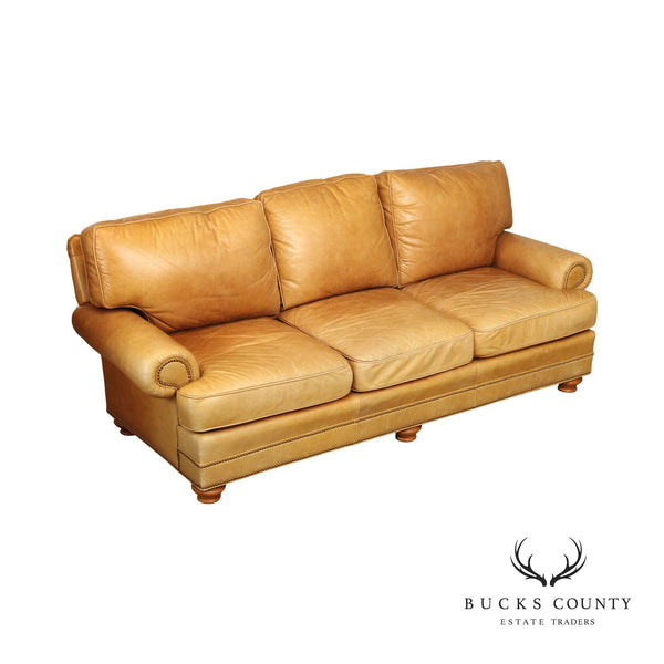 Leathercraft Traditional Tan Leather Upholstered Sofa