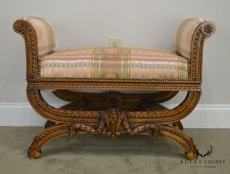 Fine Quality French Louis XV Style Carved Bench