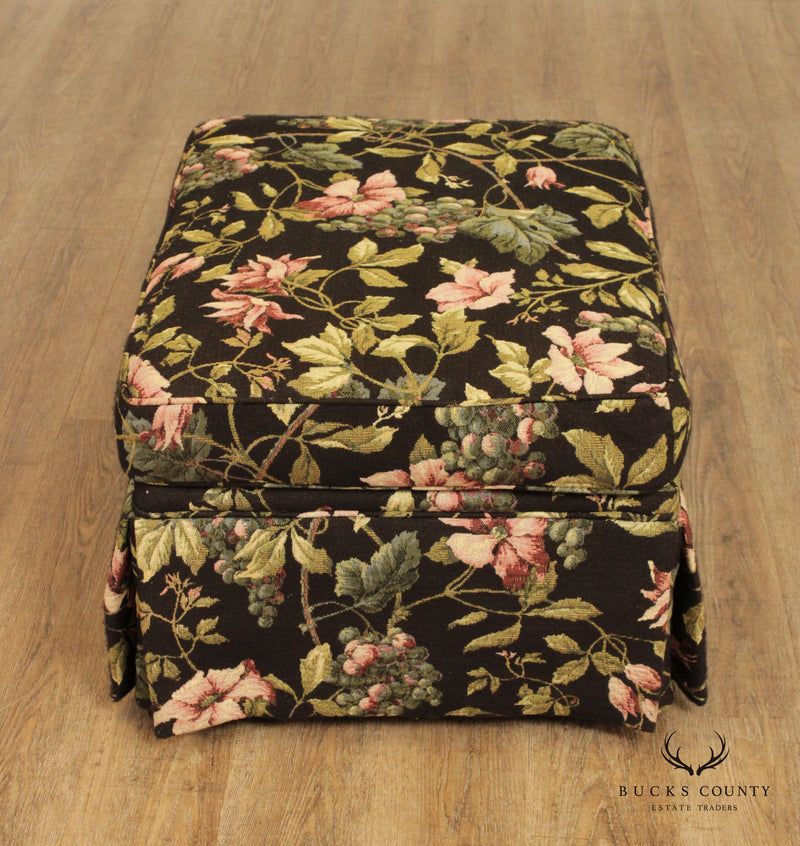 Custom Floral Upholstered Ottoman Footstool