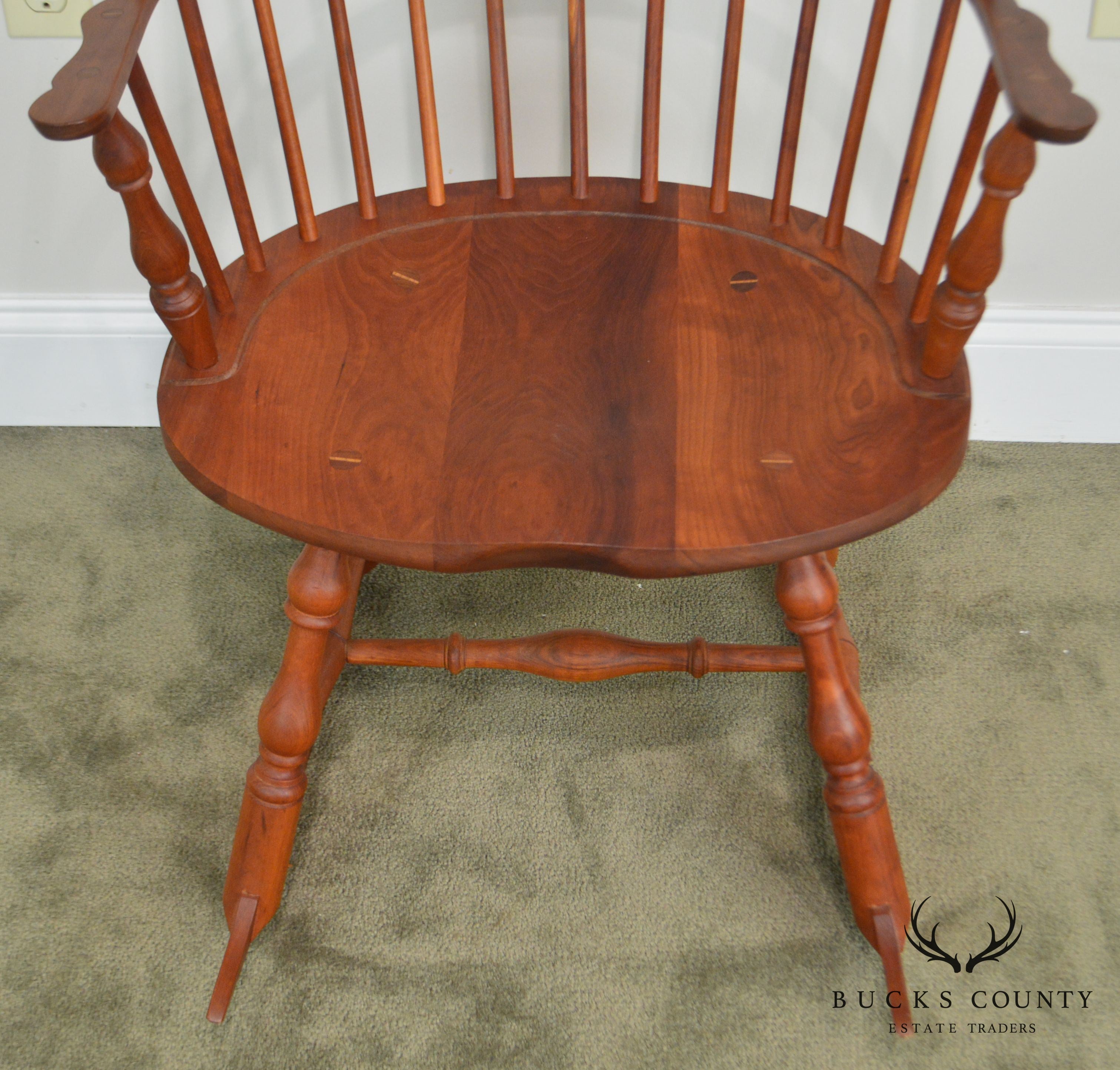 Martins Chair Shop Inc Bench Made Solid Cherry Sackback Pair of Windsor Rockers (B)