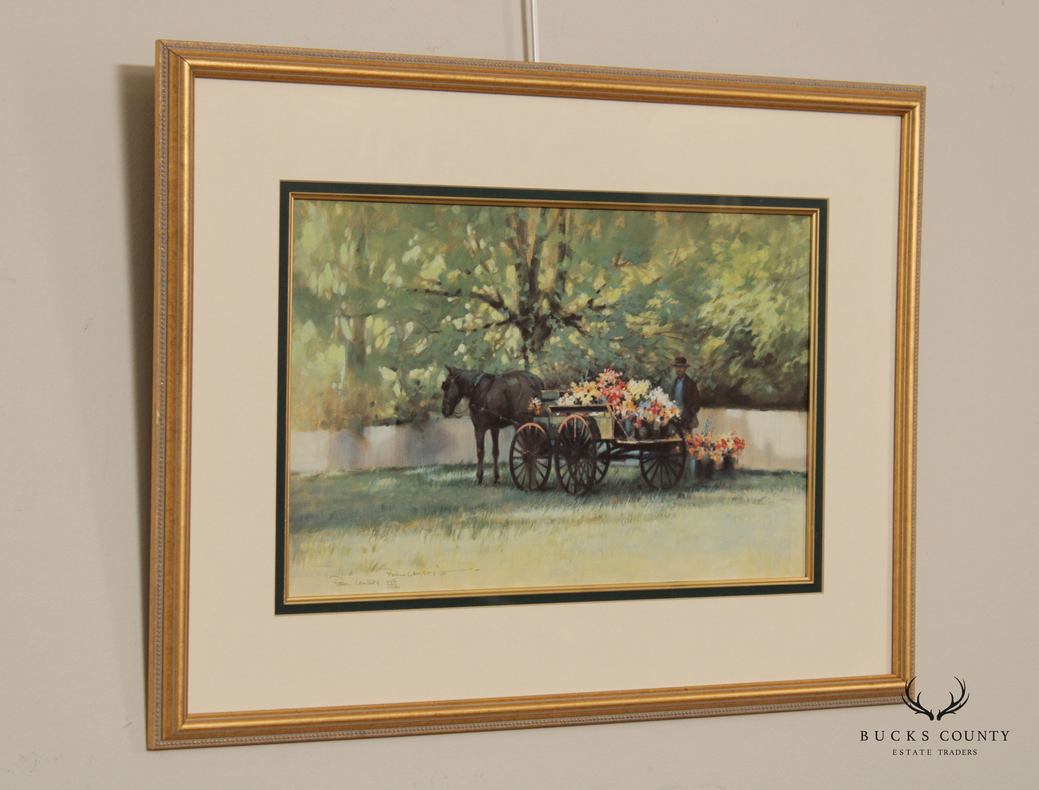 Paul Landry 'Flower Wagon' Watercolor Lithograph Print